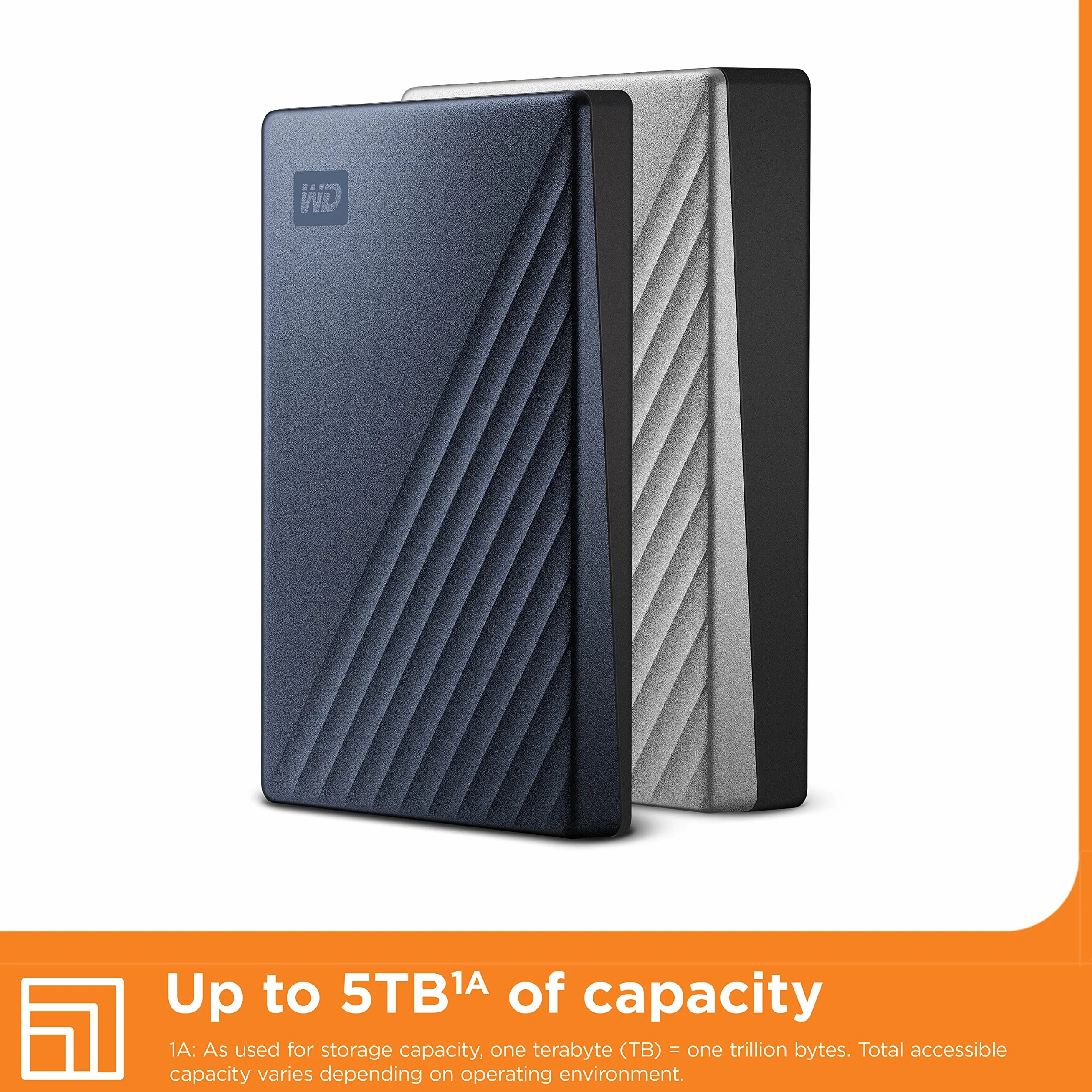 WD 2TB My Passport Ultra Portable HDD USB-C with software for device management, backup and password protection - Blue, Works with PC, Xbox X, Xbox S, PS4 and PS5