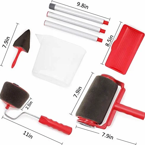 Zestaw wałków do malowania bez kapania z przedłużaczem do narożników i nalewaczem, Easy Flow Paint Runner Pro zestaw pędzli w kolorze niebieskim, idealny do majsterkowania i projektów DIY