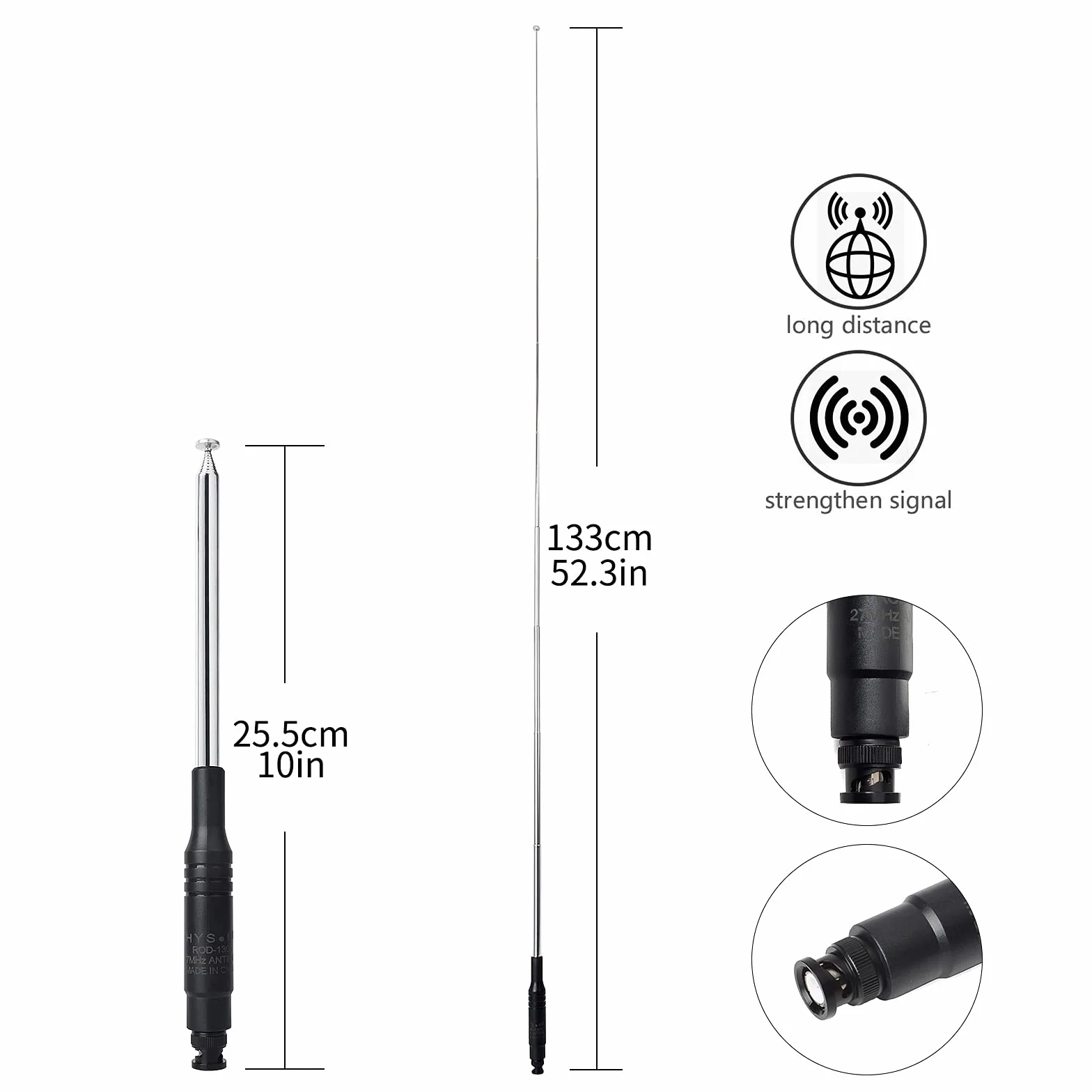 Antena CB 27 MHz BNC Teleskopowa kompatybilna z Cobra Midland Uniden