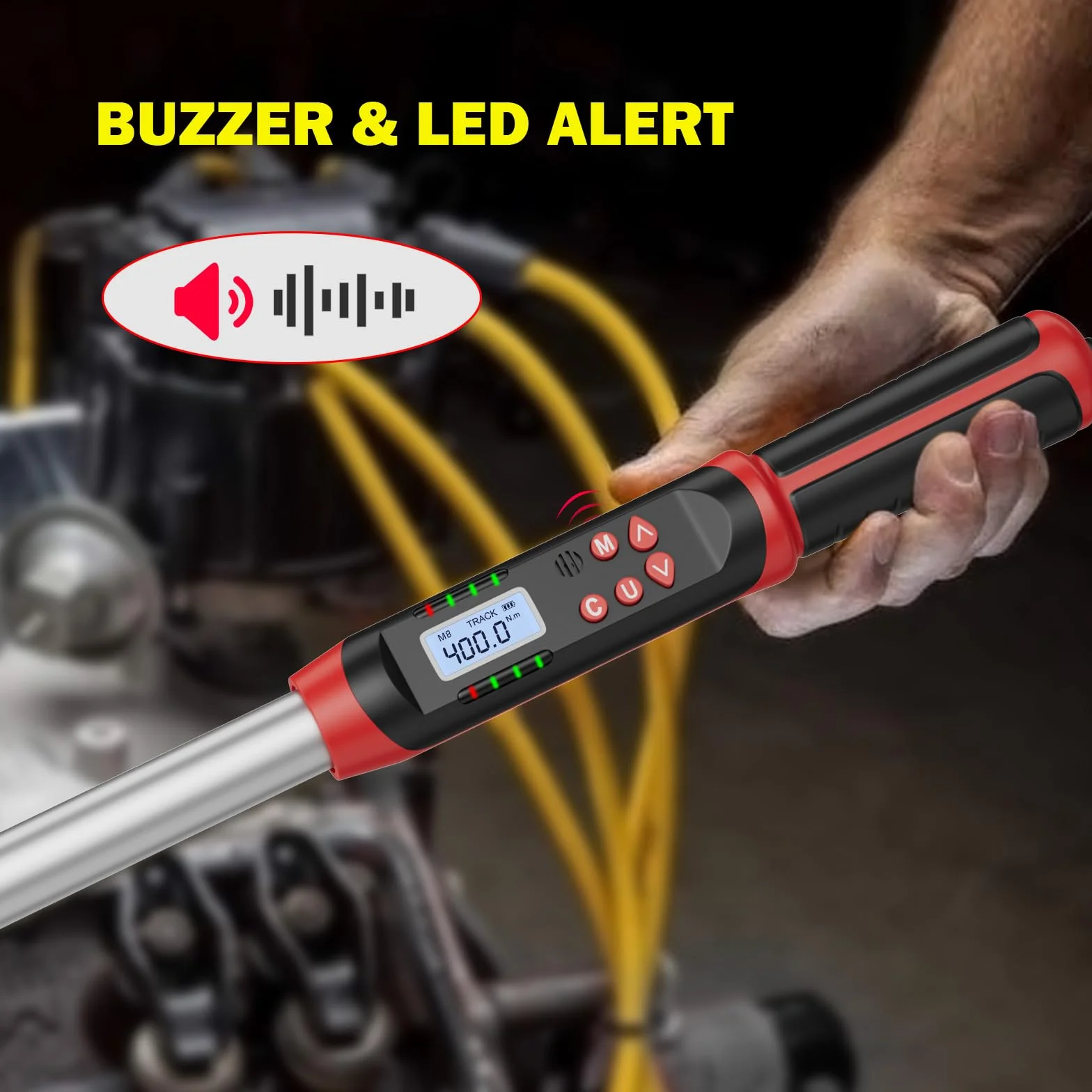 VANPO Cyfrowy klucz dynamometryczny 3/8" 4,2-85 Nm i 1/2" 20-400 Nm, dokładność błędu ± 2%, zestaw kluczy dynamometrycznych z dwukierunkową regulacją, wstępnie ustawiona pamięć, brzęczyk i wskaźnik