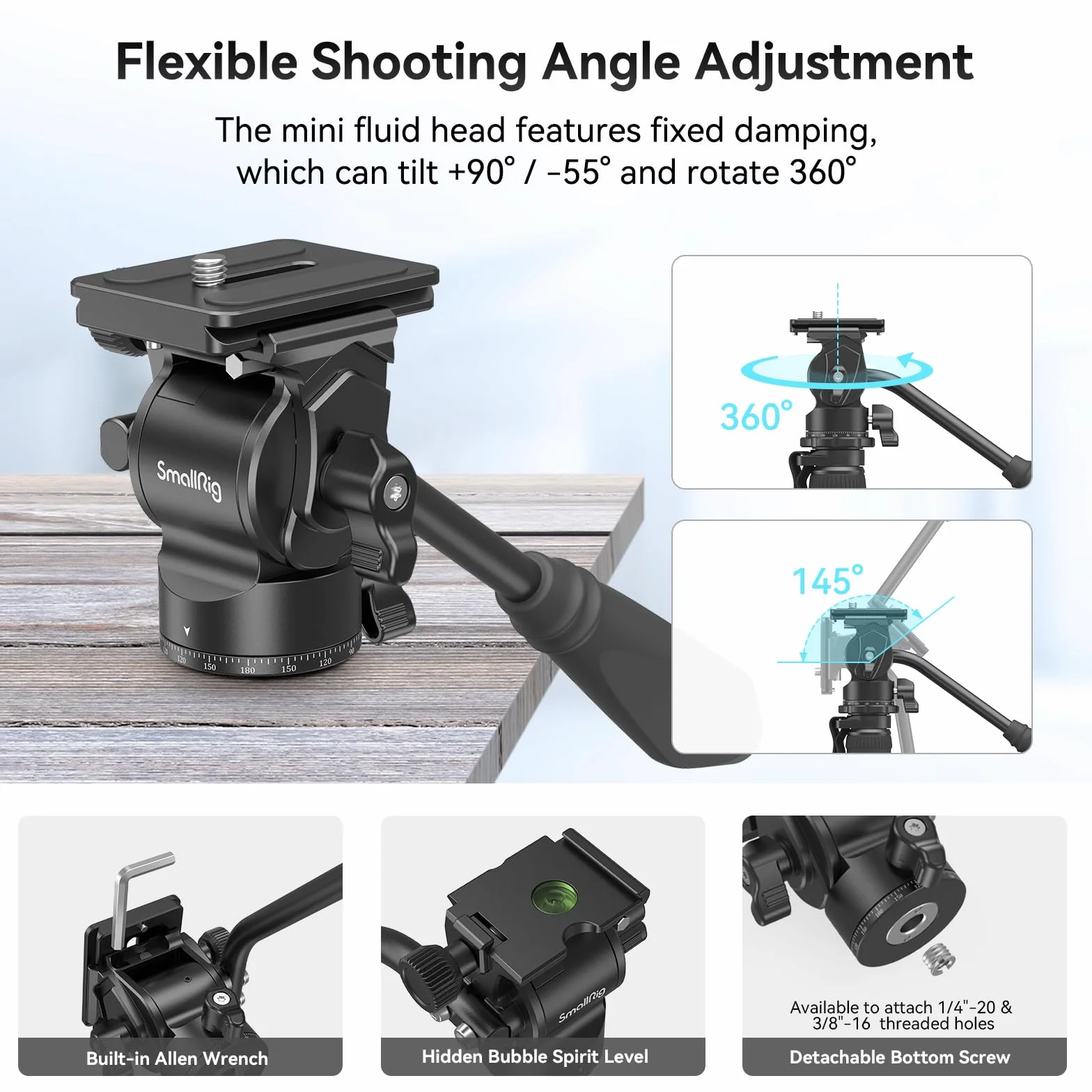 SMALLRIG 3760B Statyw aluminiowy 183 cm 3 kg do wideo transmisji na żywo vlogowania