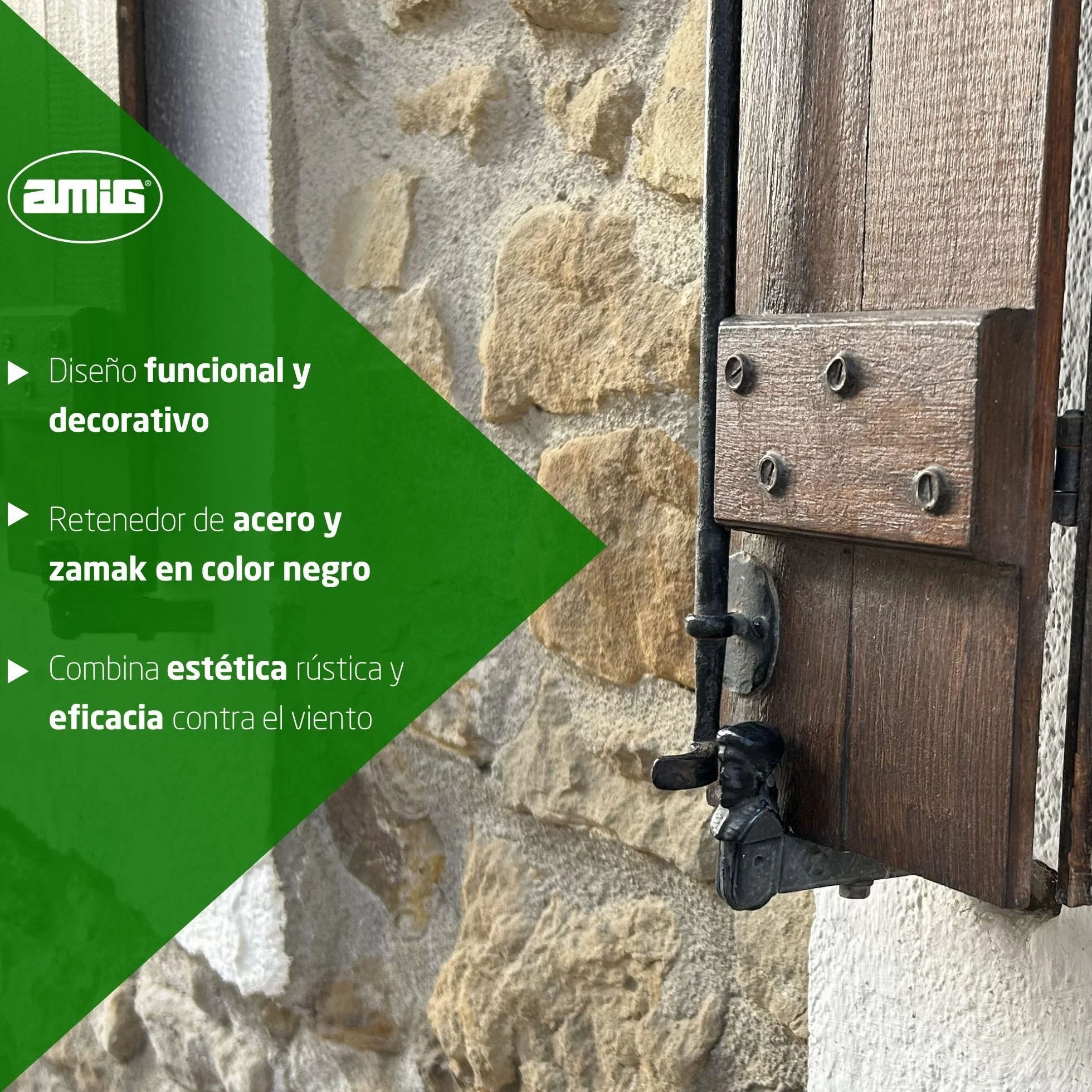 Amig - Dekoracyjny uchwyt do żaluzji Mod.6 - Wymiary: 157 x 60 mm - Kotwica zabezpieczająca w stylu kucia - Zapobiega uderzeniom i pęknięciom - Wykonana z matowej czarnej stali epoksydowej