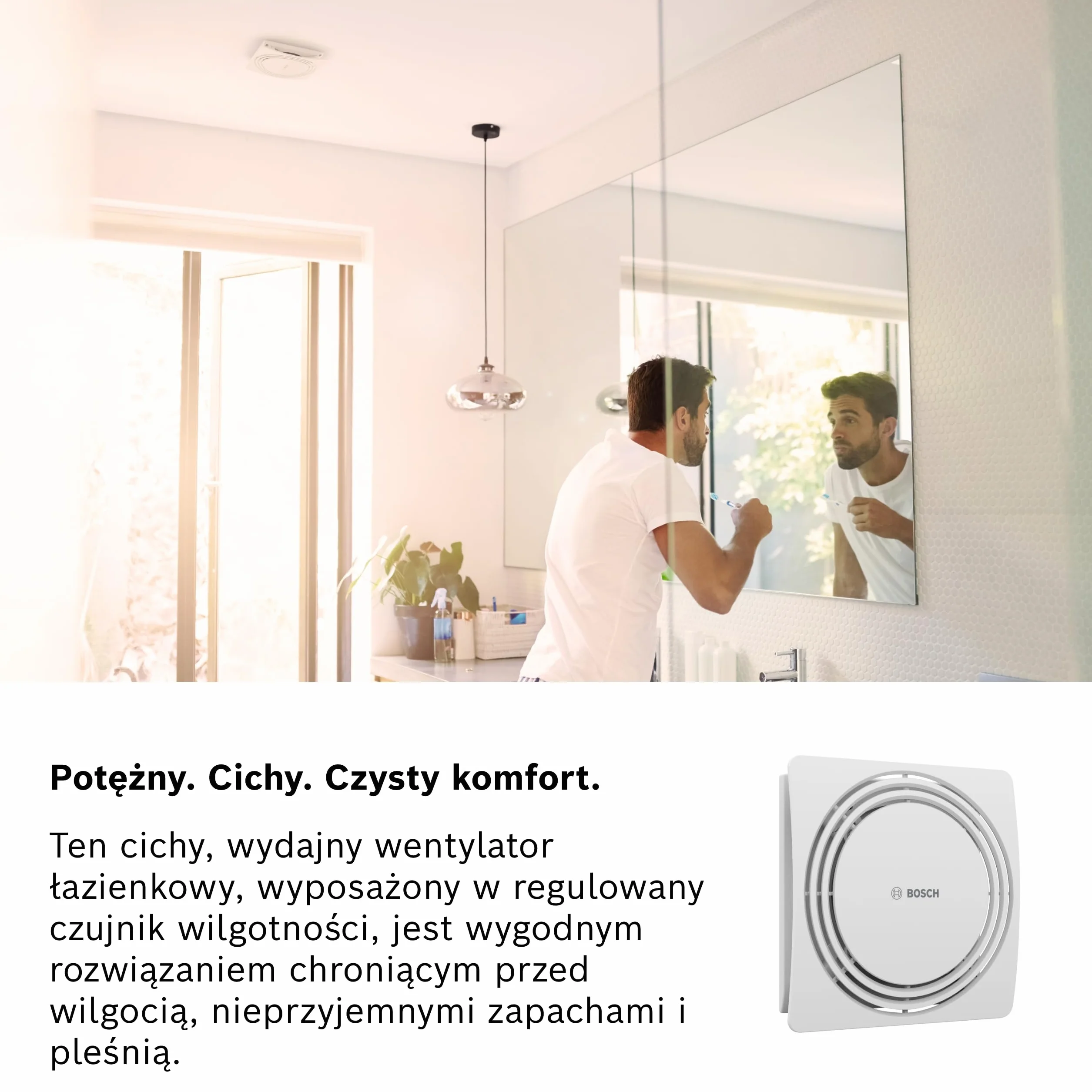 Bosch Cichy Wentylator Łazienkowy 1900 DH 125mm - Do wentylacji łazienki i toalety, przeciw wilgoci i pleśni – z czujnikiem wilgotności i zegarem sterującym – średnica 125 mm