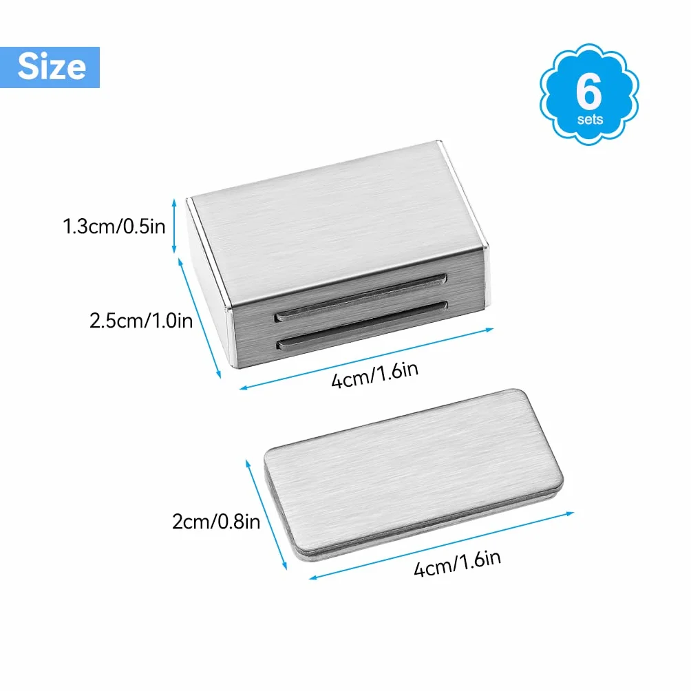 Zatrzaski magnetyczne, mocne, 6 sztuk, magnes do drzwi, samoprzylepny, magnetyczne zamknięcie na drzwi szafy, mocne zamki magnetyczne do szuflad, magnesy do mebli szafkowych, magnesy do szafek