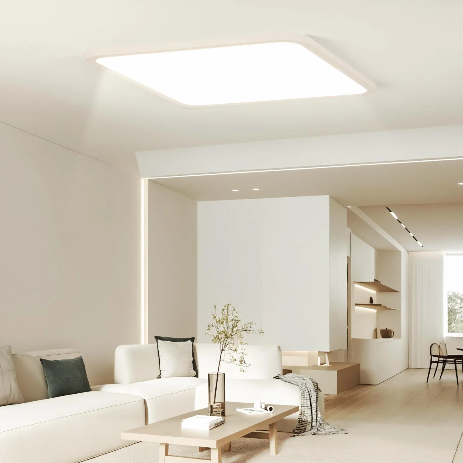 Lampa sufitowa LED 40 cm, 48 W, kwadratowa, nowoczesne lampy sufitowe 4000 K, 4800 lm, wodoodporna lampa sufitowa IP44, do sypialni, łazienki, salonu, kuchni, biura