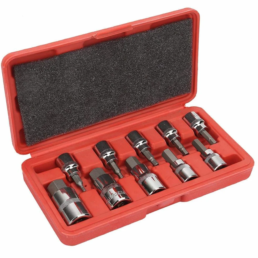 10 szt. Gniazdo sześciokątne, adapter gniazda 3/8" 1/2" 3-17 mm Zestaw wierteł i kluczy nasadowych dla przemysłu budowlanego, przemysłu produkcyjnego, napraw domowych, narzędzi dla przemysłu naprawy