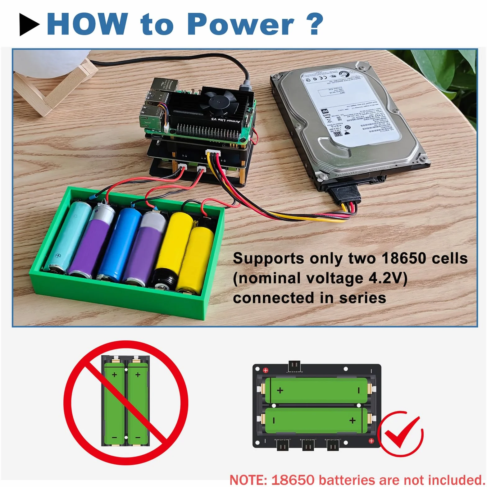 GeeekPi UPS Gen 6 Zasilacz Nieprzerwany HAT dla Raspberry Pi 5 4B Aluminiowy Odprowadzacz Ciepła