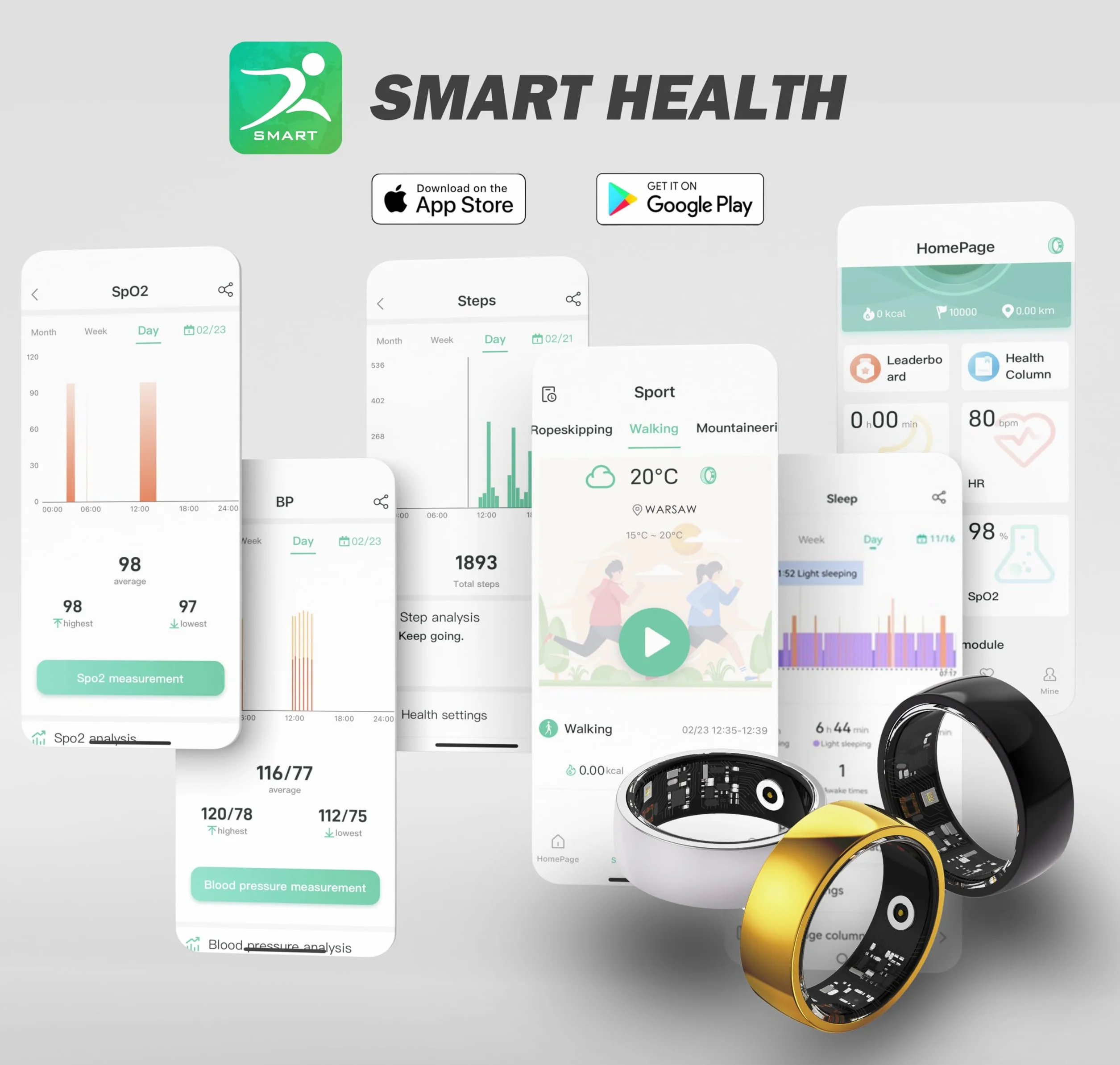 Bemi Revo Smart Ring Wodoodporny Pierścień Fitness Bluetooth 5.2 Monitorowanie Aktywności Stal Nierdzewna Czarny 17
