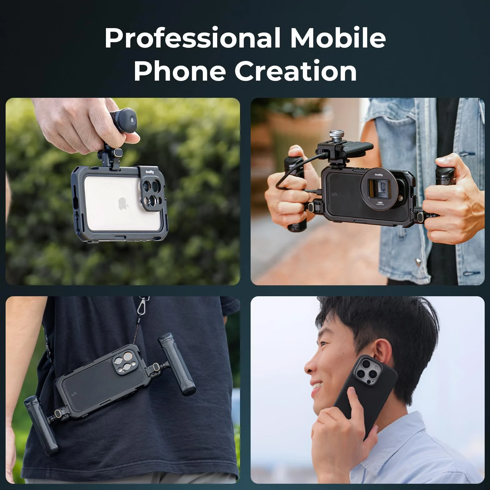 SMALLRIG Phone Video Cage Dual Handheld Kit do iPhone 16 Pro, Phone Rig z bezprzewodowym uchwytem bocznym Quick Release 5007