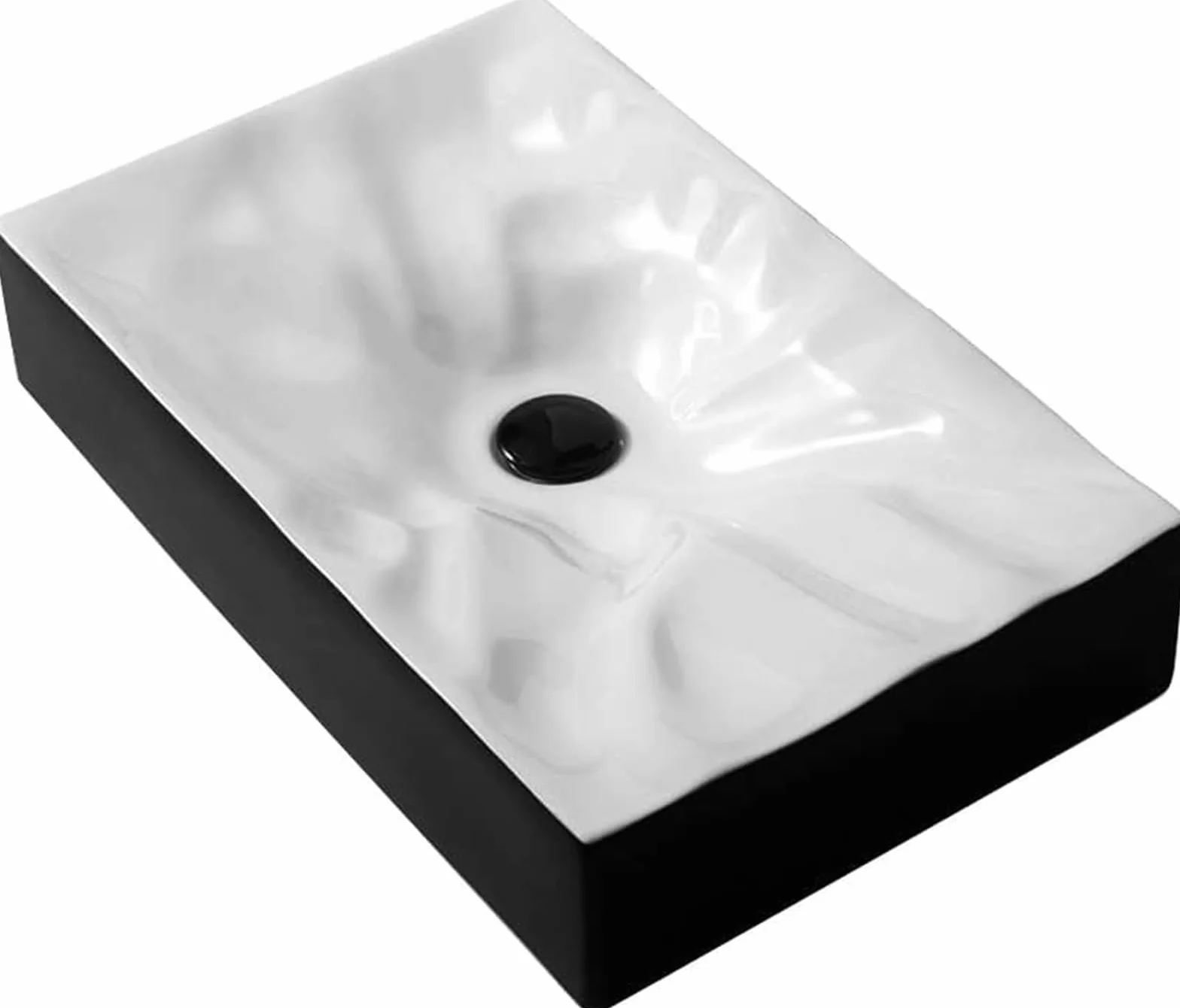 Umywalka Łazienkowa Ceramiczna, Umywalka Łazienkowa Ceramiczna, Umywalka Nablatowa Prostokątna, Bez Otworu Przelewowego, Artystyczna Umywalka Nablatowa Do Łazienki,White