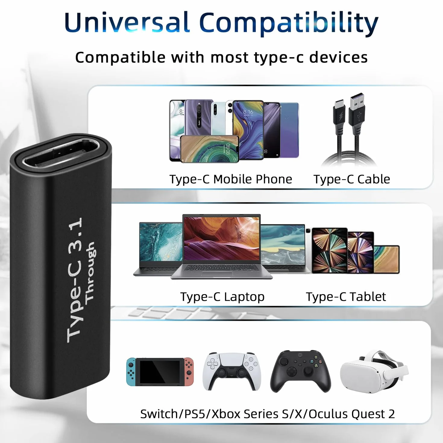 Mcbazel złącze USB C 3.1 adapter gniazda na gniazdo OTG 4K 10 Gbps