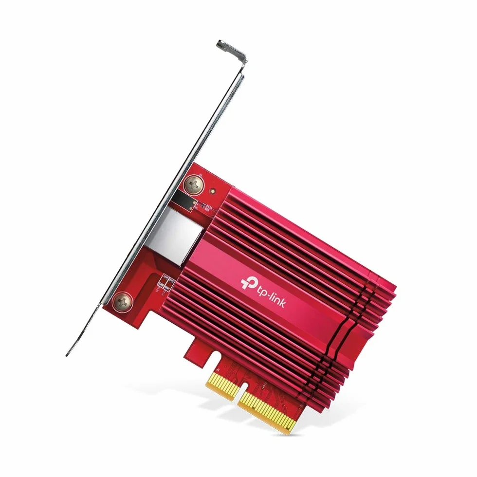 TP-Link TX401, Karta sieciowa PCIe 10 Gigabit Ethernet, Port RJ45, Obsługa 10G/5G/2.5G/1G/100M, Interfejs PCIe 3.0 x4, Chłodzenie pasywne, Wysoka przepustowość dla gier, NAS i serwerów