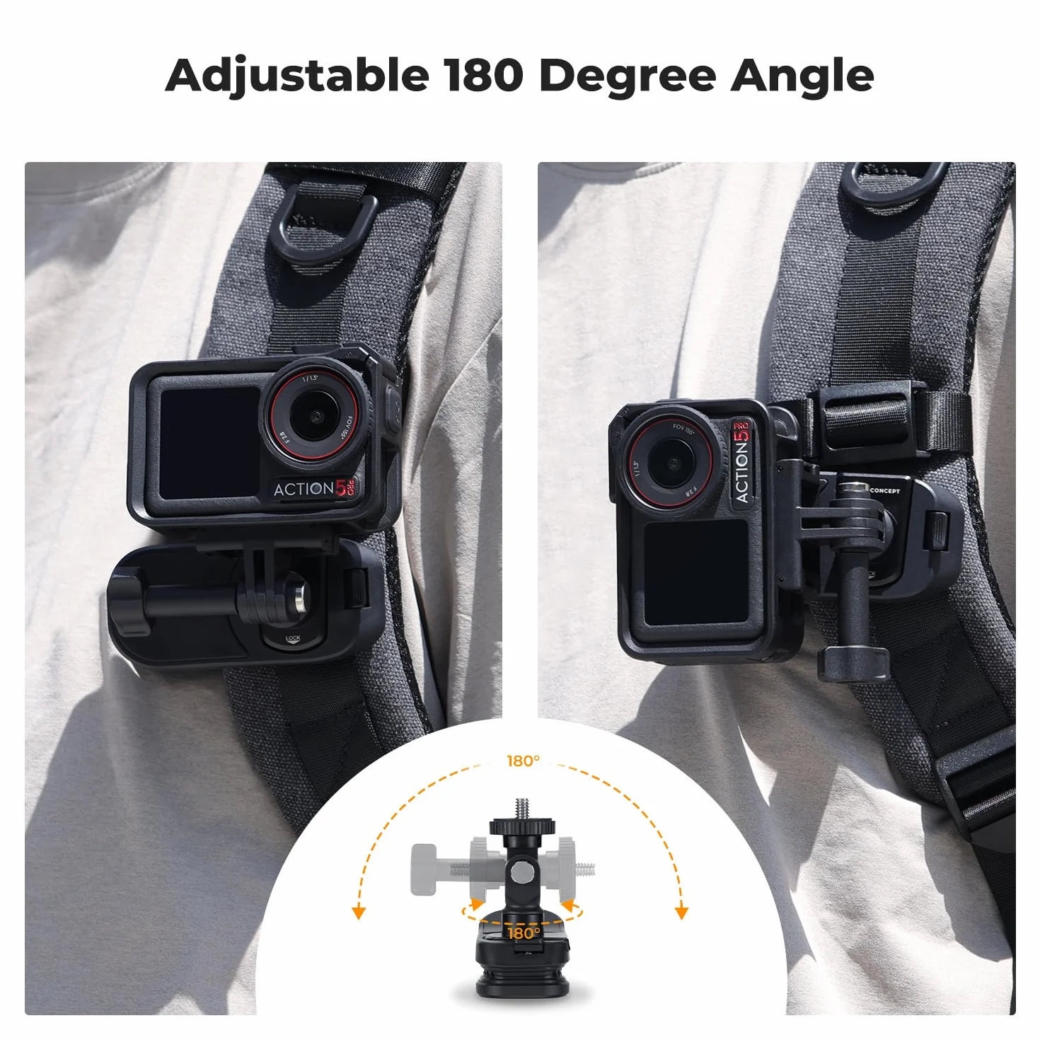K&F CONCEPT Magnetyczny uchwyt do plecaka Clip Mount do DJI Osmo Action 5 Pro, obracany o 180° do GoPro Hero 13/12/11/10, Osmo Action 6/5 Pro/4, Insta360 X5/X4/X3, DJI Osmo 360