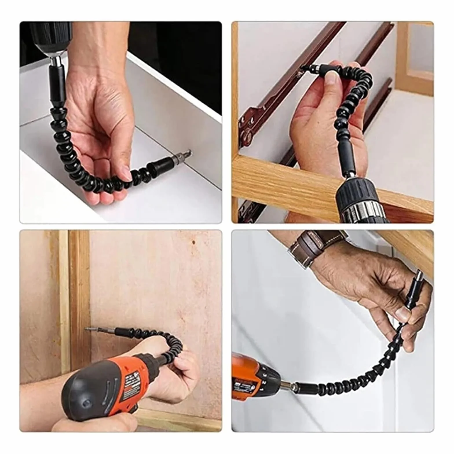 Adapter przedłużki wiertła, Elastyczne przedłużki do wierteł, wkrętaki, zestaw 4 sztuk, wielokolorowe