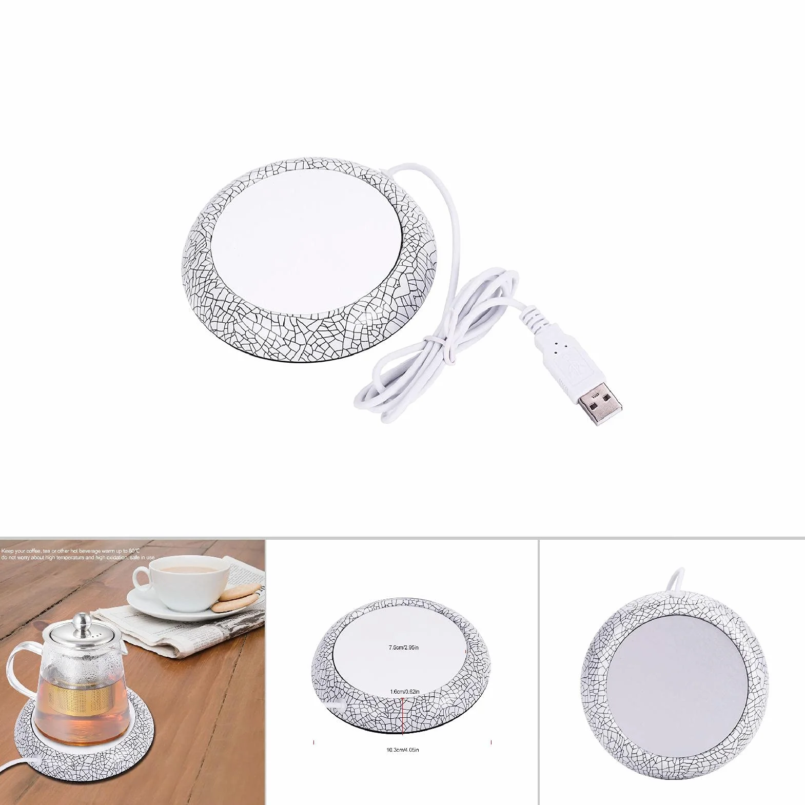 Elektryczny podgrzewacz do kubków USB mata ocieplacz do napojów biuro herbata kawa biała porcelana