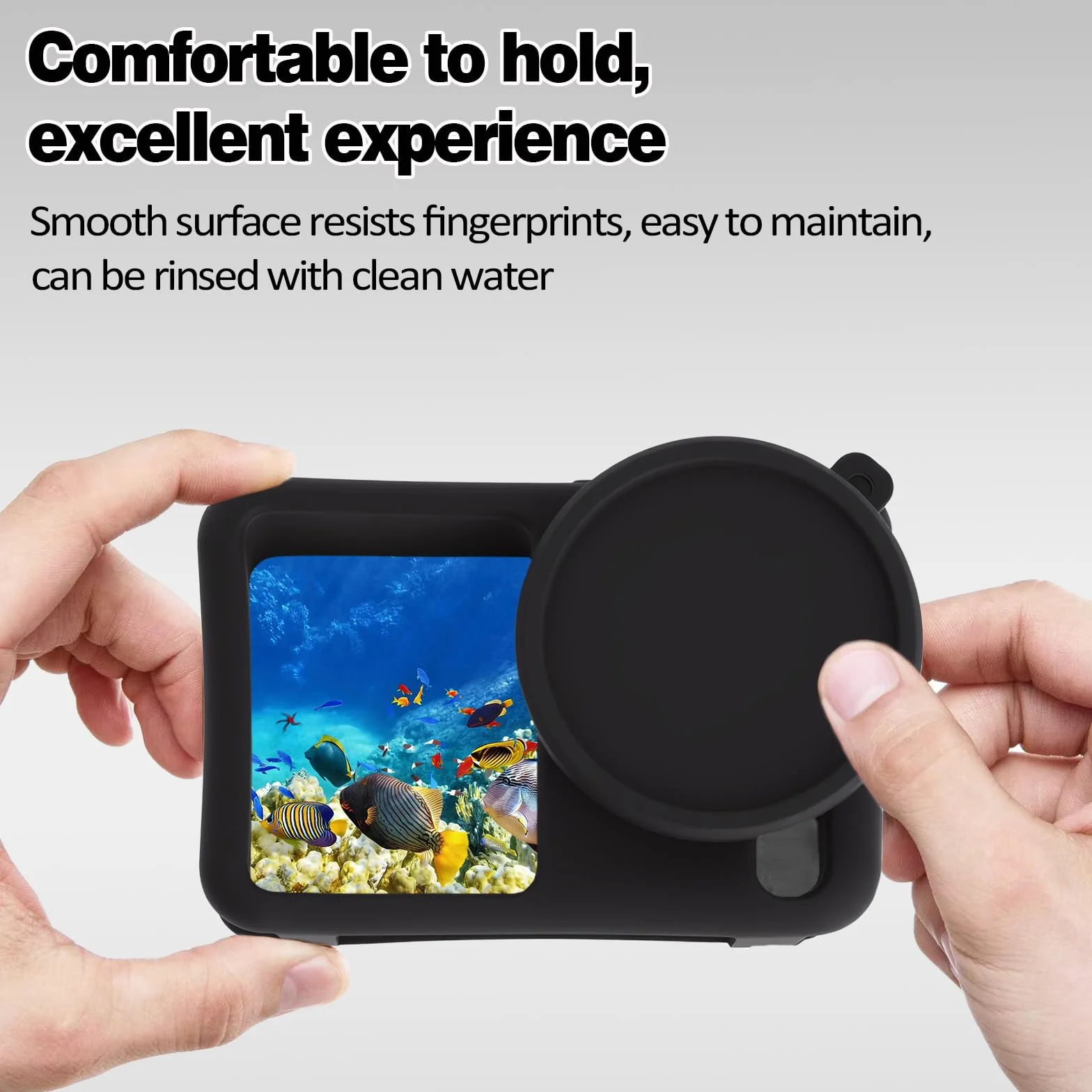 1 x silikonowe etui ochronne do DJI Osmo Action 6, silikonowe etui, klatka na aparat z nasadką obiektywu i 3 uchwytami do noszenia, ochrona przed uderzeniami 360 stopni, do uprawiania sportu