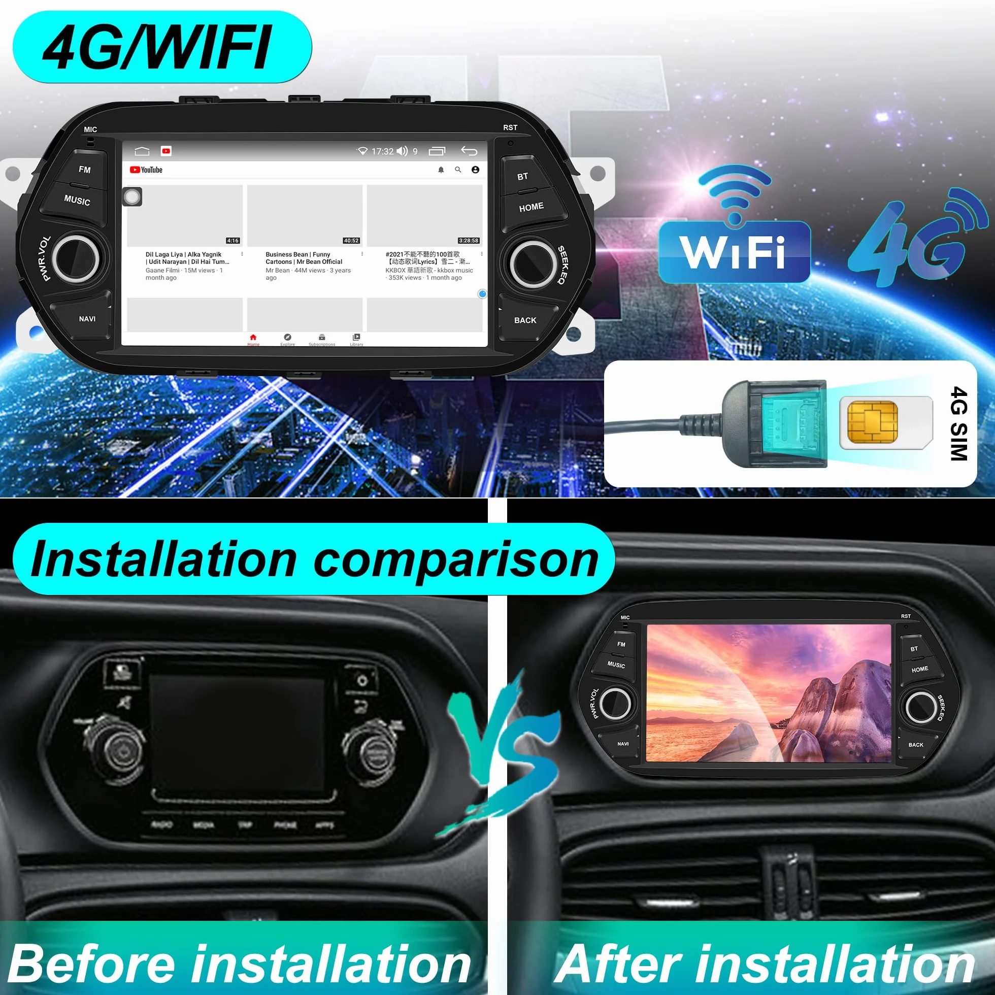 Android 13 Autoradio GPS Navigator 8-rdzeniowy Bluetooth 7-calowy ekran dotykowy bezprzewodowy CarPlay Android Auto DAB+ WiFi RDS OBD2 4G 64GB ROM dla FIAT EGEA TIPO 2015-2017
