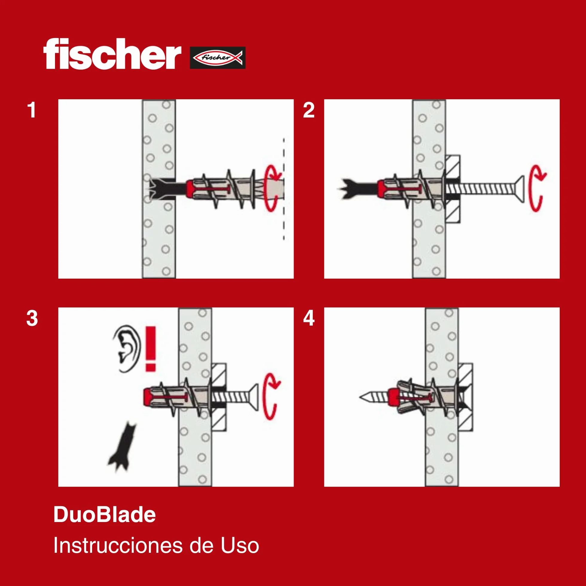 fischer DuoBlade S, samowiercący kołek do płyt gipsowo-kartonowych z wkrętem do płyt wiórowych, mocny kołek do łatwego montażu w płytach gipsowo-kartonowych i gipsowo-włóknowych, metalowa końcówka centrująca, 20 kołków + 20 wkrętów