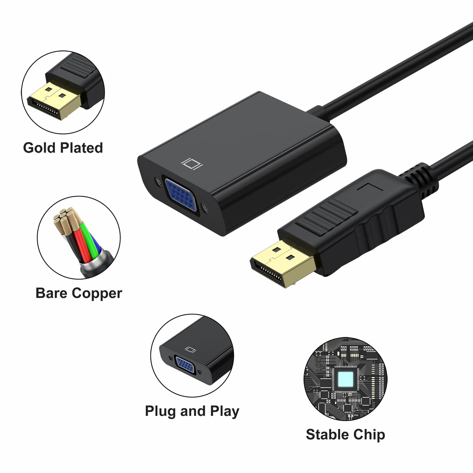 AK Wyświetlacz DP na VGA konwerter adapter wtyczka na gniazdo