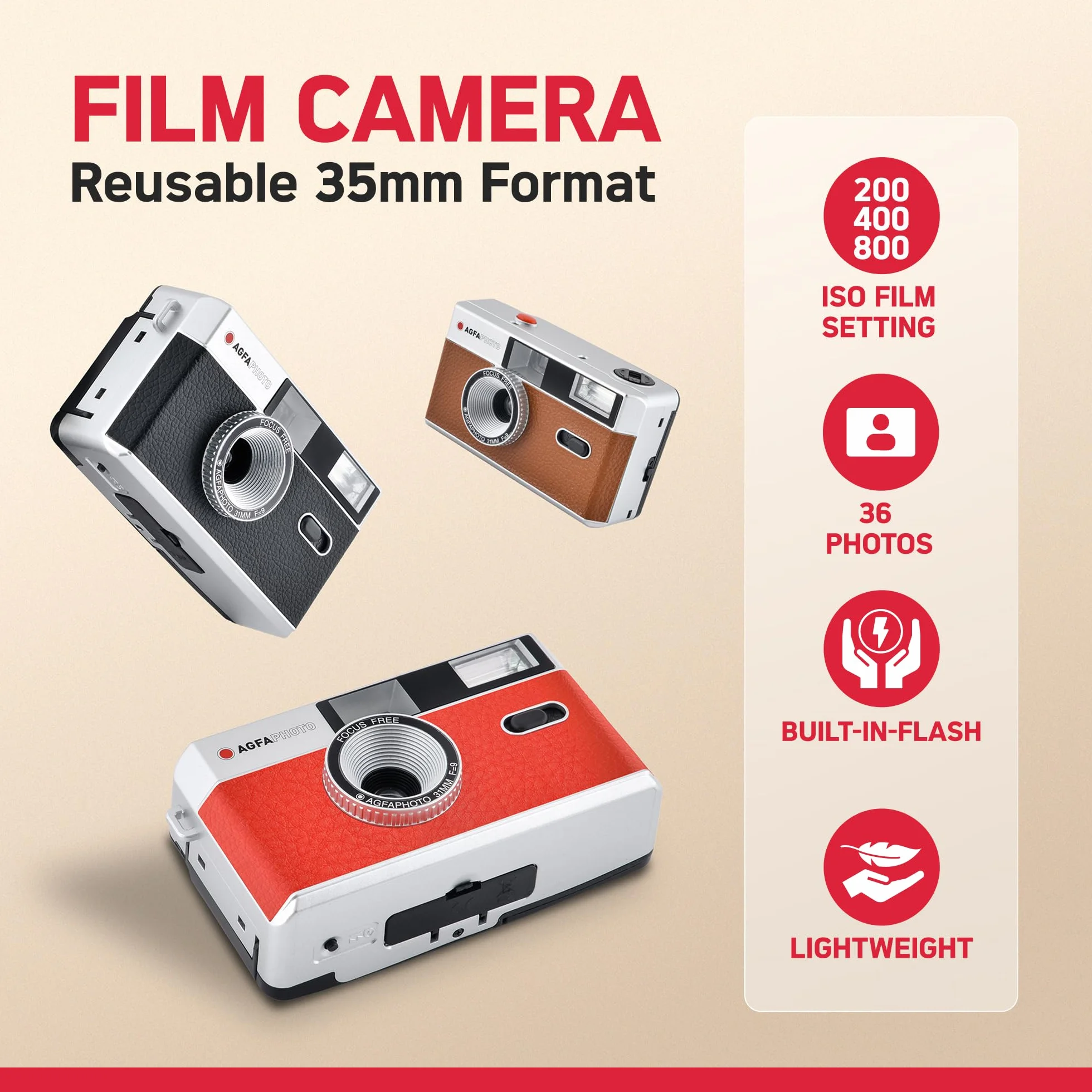 Agfa 35 mm wielokrotnego użytku kompaktowa kamera jeden rozmiar