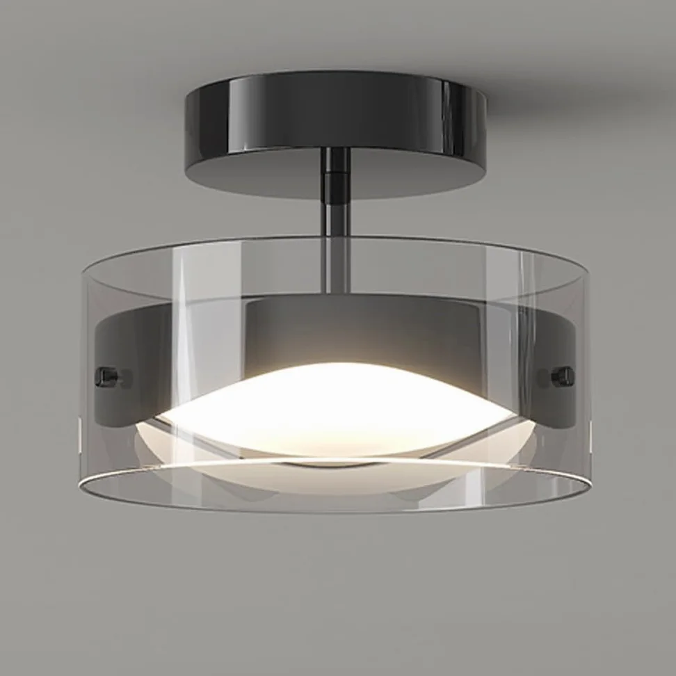 9W Led Półpłaska Oprawa Sufitowa, Czarna Oprawa Do Korytarza, Szklana Sufitowa, Sufitowa Na Werandzie, Wejściowa Do Sypialni, Sufitowa Do Korytarza, 3 Tryby Kolorów, 7,87 Cala