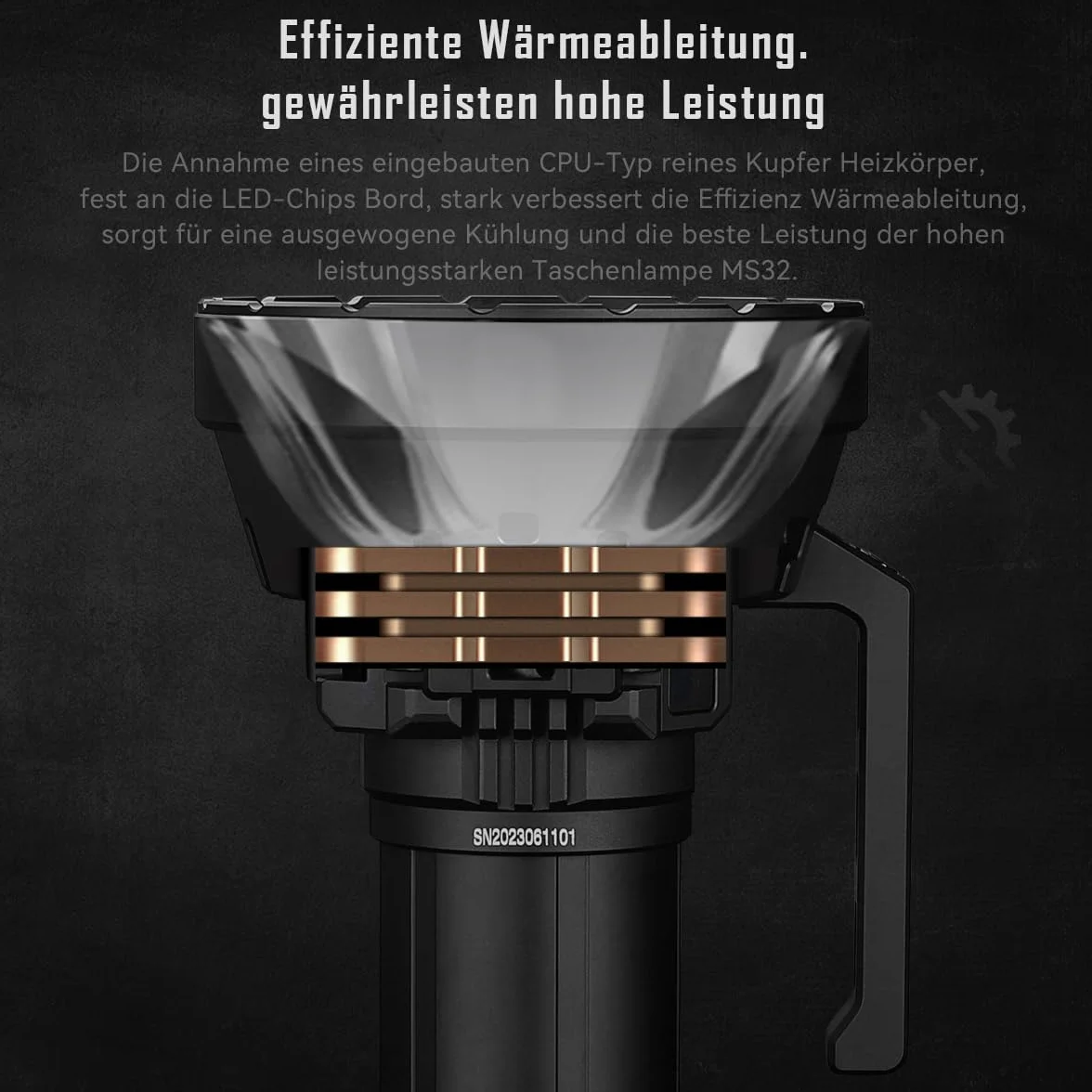 Imalent Latarka LED MS32, niezwykle jasna, 200 000 lumenów, z 32 diodami Cree XHP 70.2 HI, akumulator typu C, 8 trybów oświetlenia, wodoodporna latarka kempingowa IP56