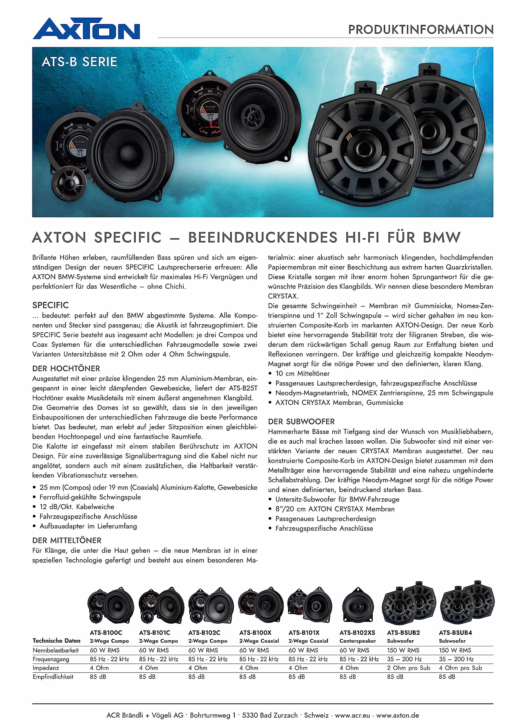 Axton ATS-B102C 2-Wege 10 cm Kompo Lautsprecher System dla BMW
