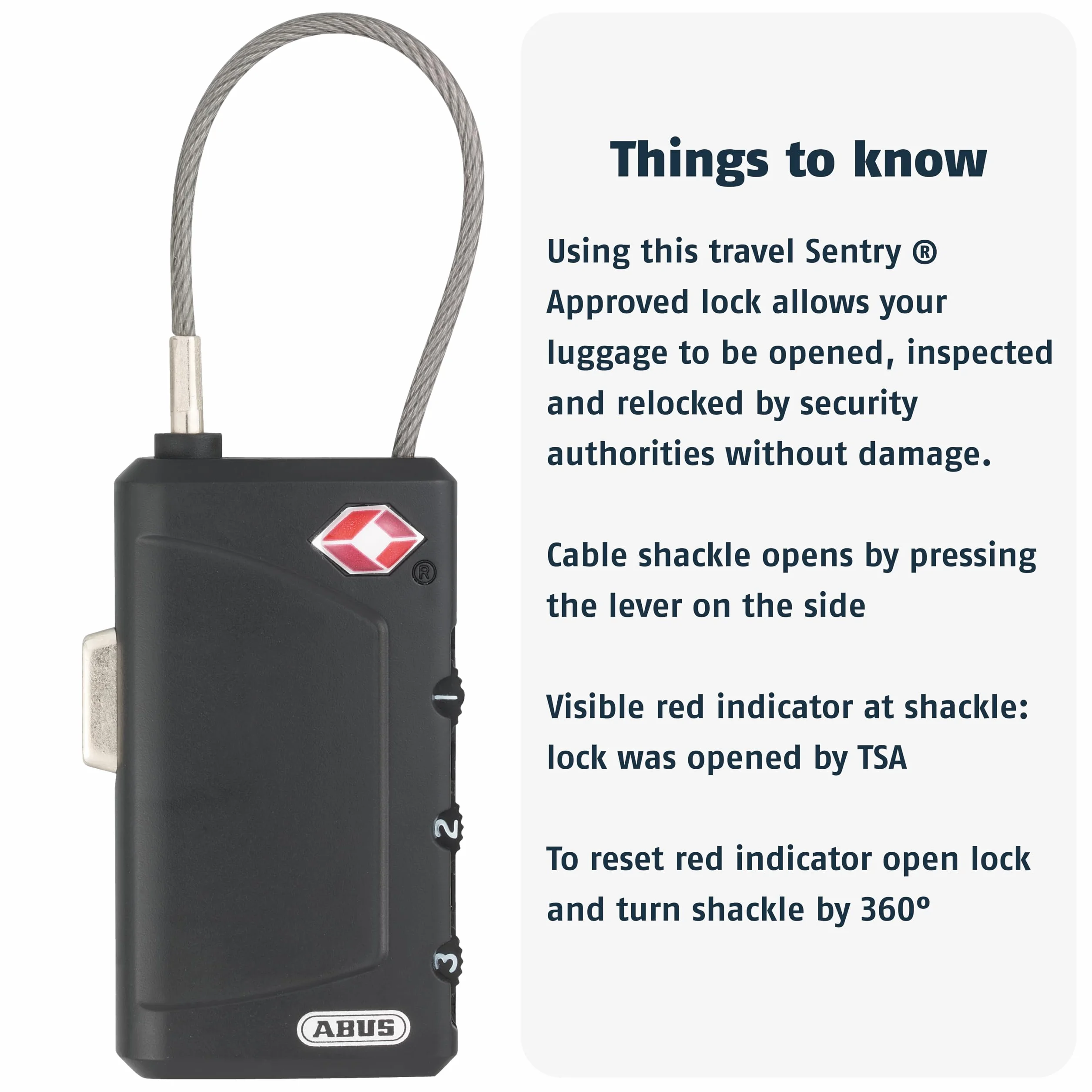 ABUS Zamek kablowy z certyfikatem TSA 148/30, 53094