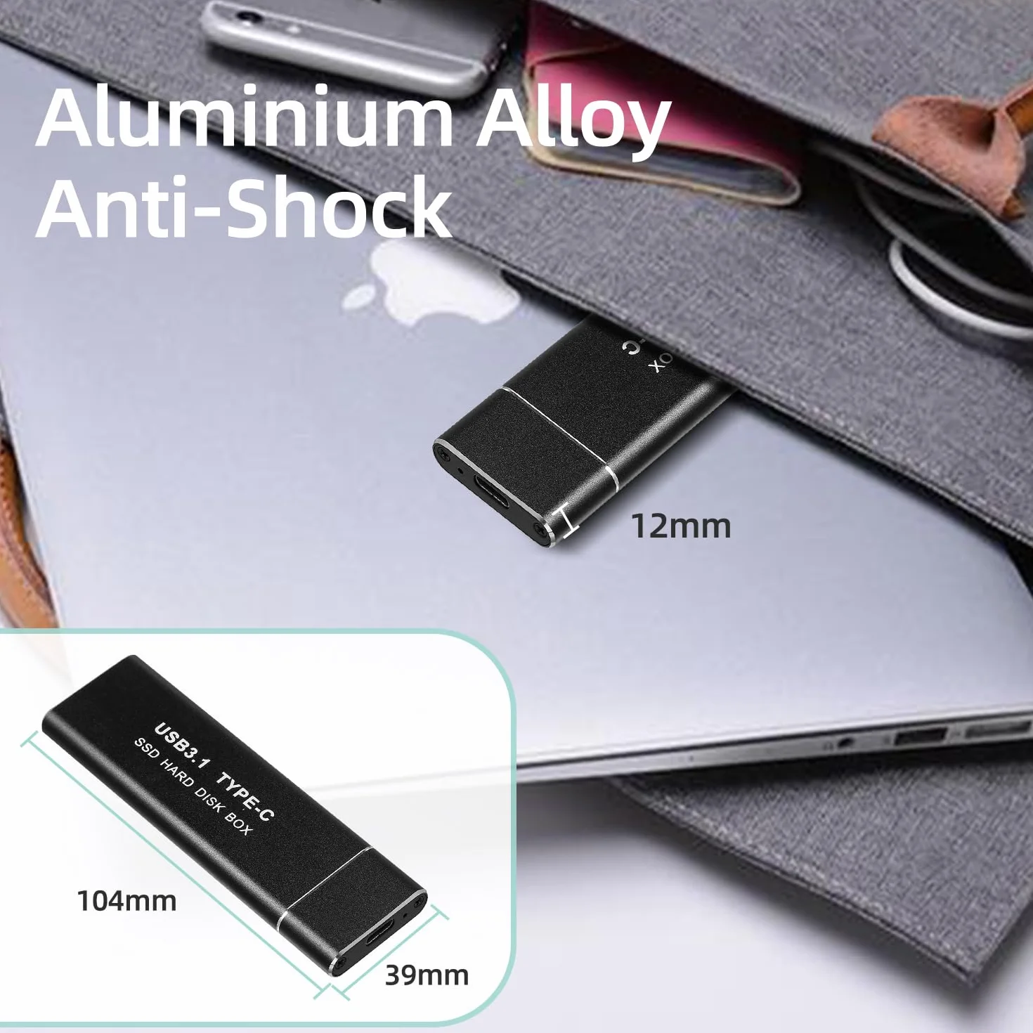 Obudowa NVMe SSD USB C 3.1 Gen2 10 Gbps PCIe M.2 2230/2242/2260/2280 M-Key UASP-M2PV