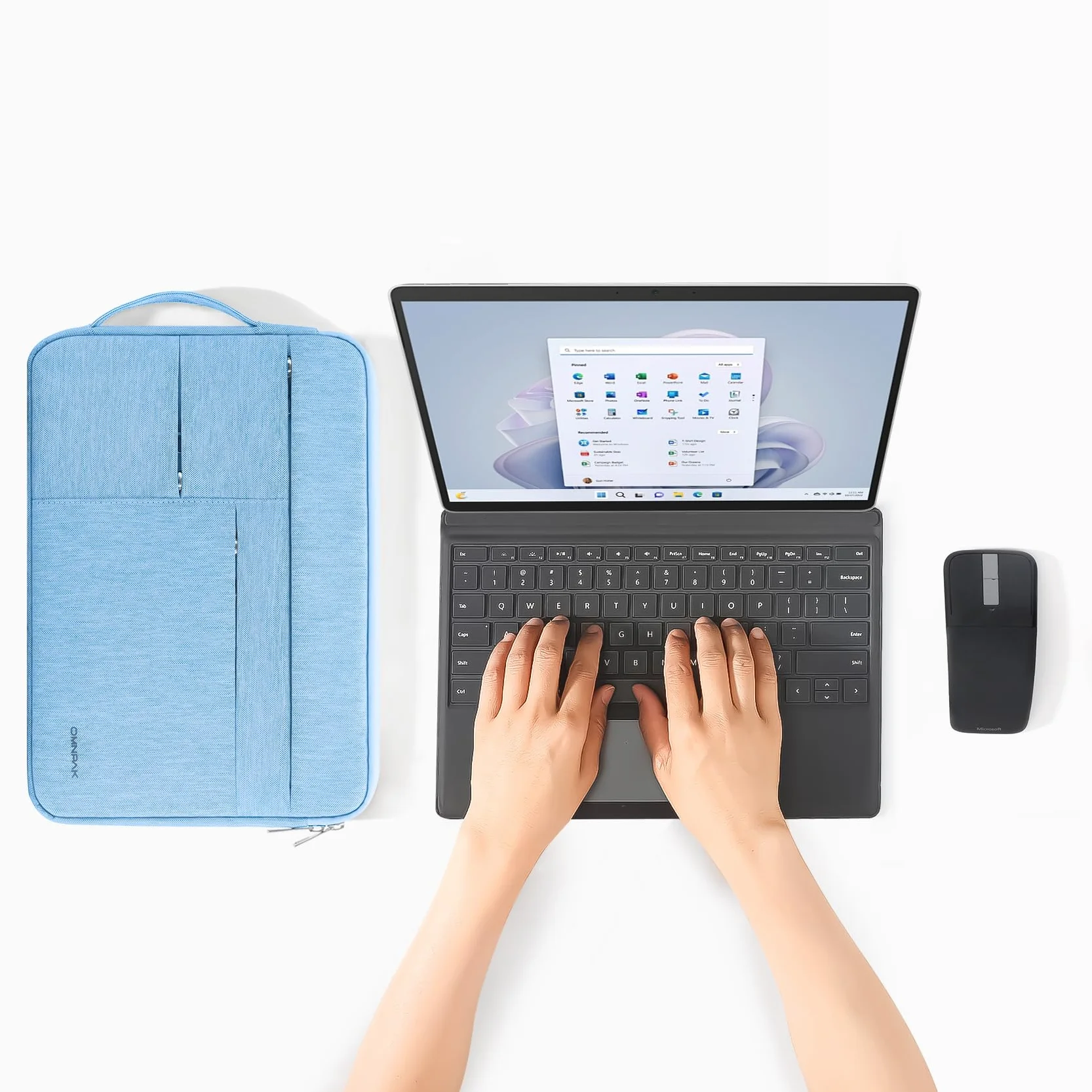 Omnpak Pokrowiec na laptopa 12,3 cala wodoodporny futerał z kieszenią bocznym uchwytem