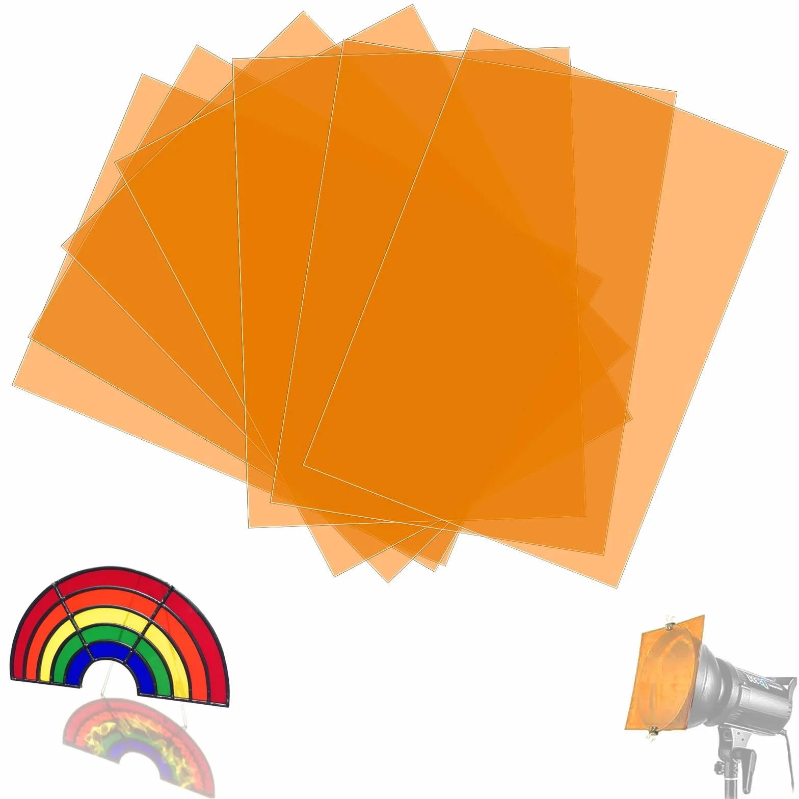 Filtry fotograficzne 7 sztuk 29,7 x 21 cm Pomarańczowe do oświetlenia LED Studio Flash korekcja kolorów