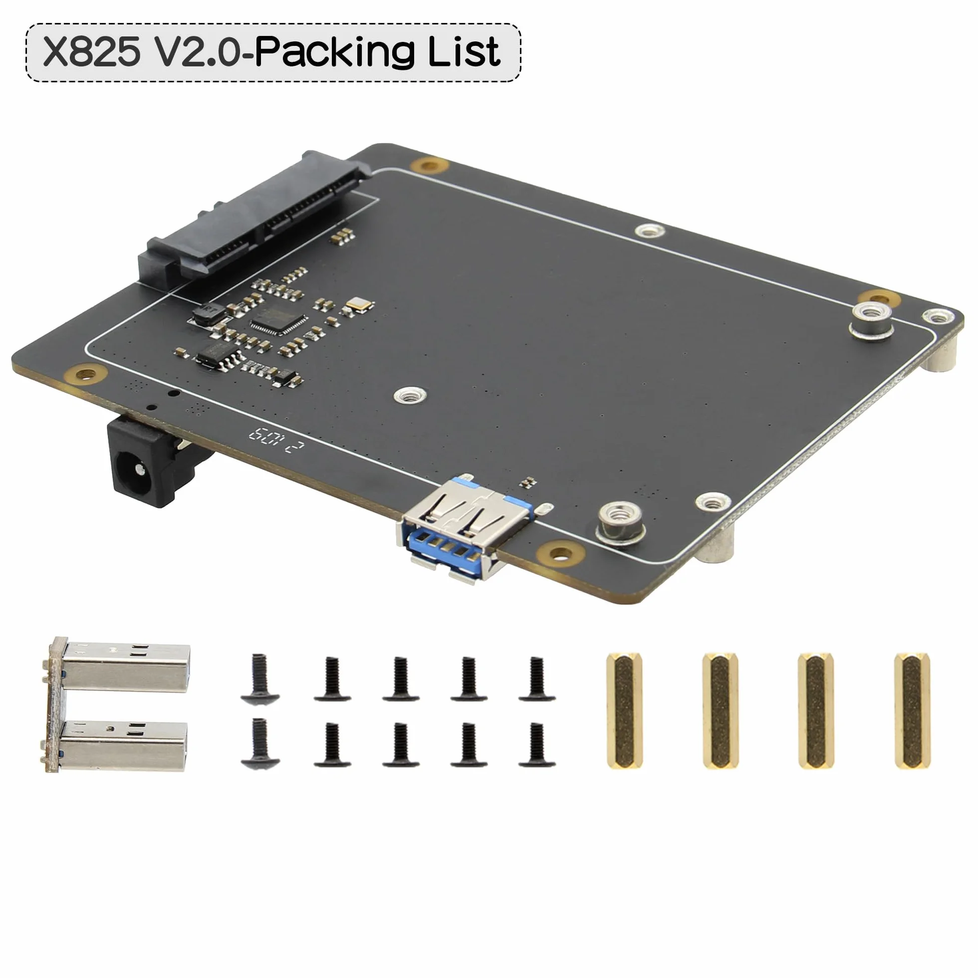 Geekworm Raspberry Pi 4 SATA X825 V2.0 płyta rozszerzeń pamięci masowej 6.3 cm HDD/SSD UASP kompatybilne z Pi 4 2 GB/4 GB/8 GB