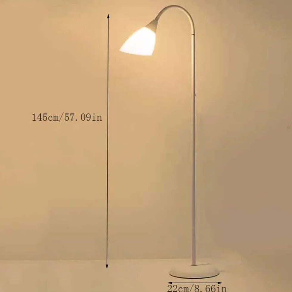 Lampa podłogowa Biała lampa podłogowa do sypialni, na sofę, do biura, nowoczesna lampa stojąca z abażurem