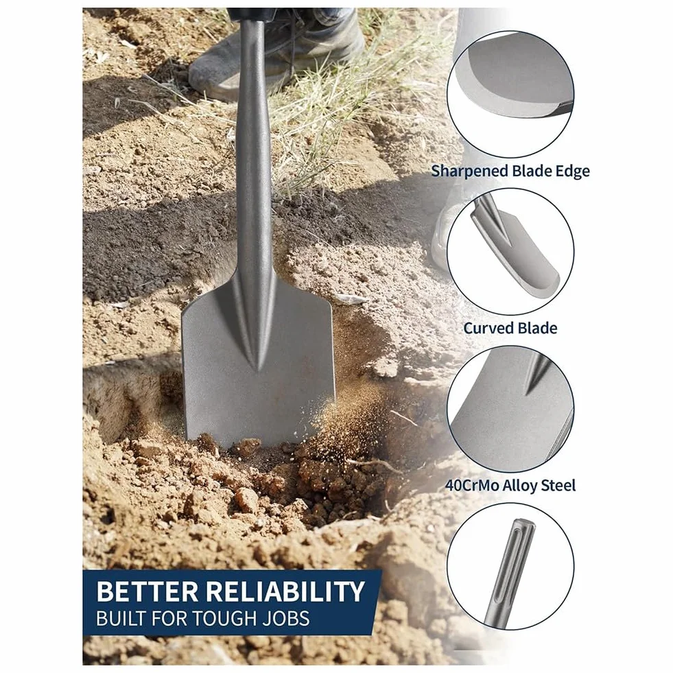 SDS Max Clay Spade 4-1/5.1 cm X 43.2 cm. Stalowa łopata do młota obrotowego SDS Max młot pneumatyczny młot pneumatyczny rozszerzona łopatka do zaprawy cementowej