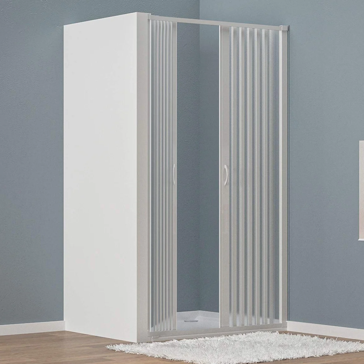 Jednostronna wysuwana kabina prysznicowa PVC dwa drzwi środkowy otwór 100/110 cm