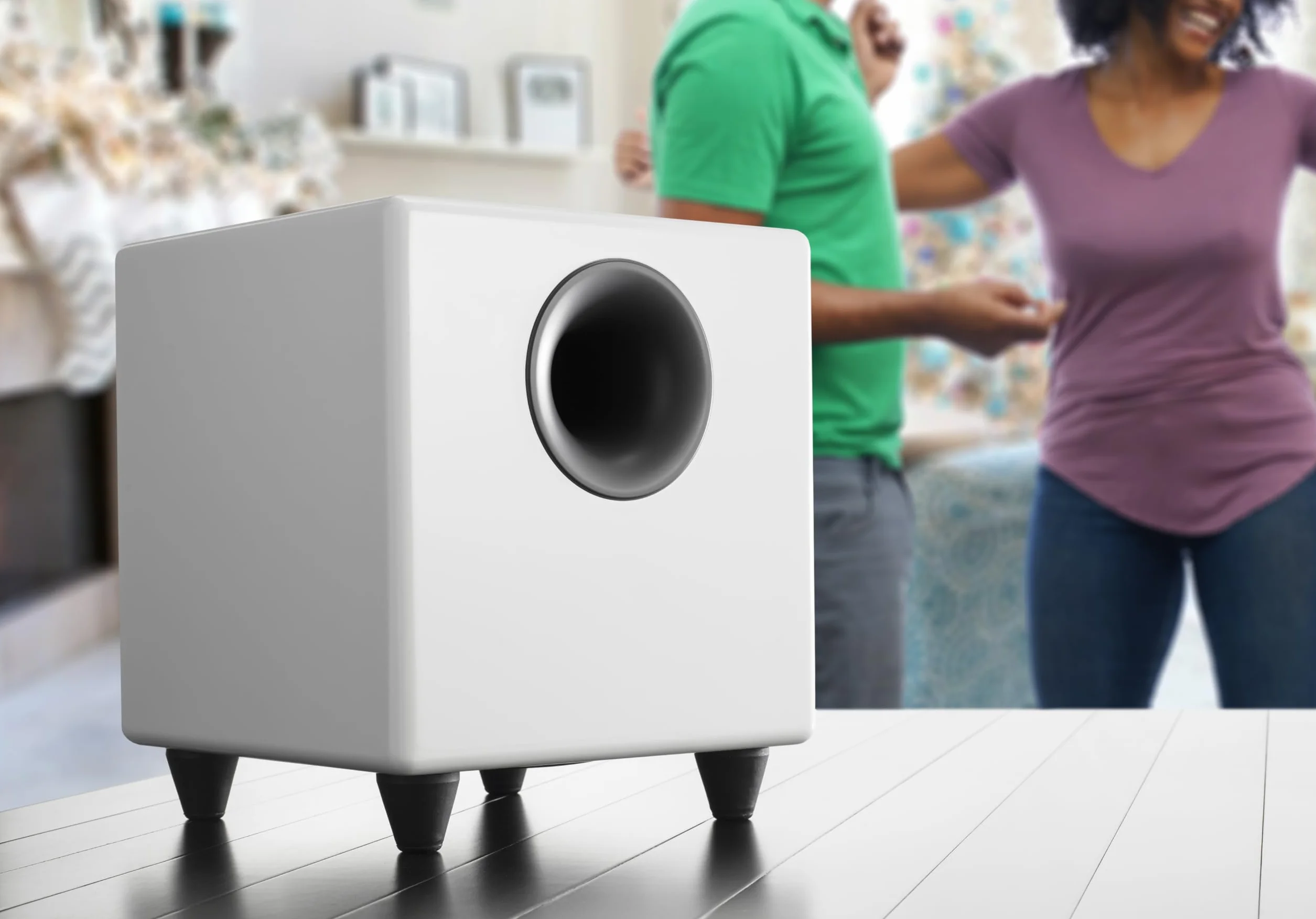 Audioengine S8 250 W Aktywny Subwoofer | Wbudowany Wzmacniacz | Wejścia RCA i 3,5 mm | Kable w Zestawie (Biały)
