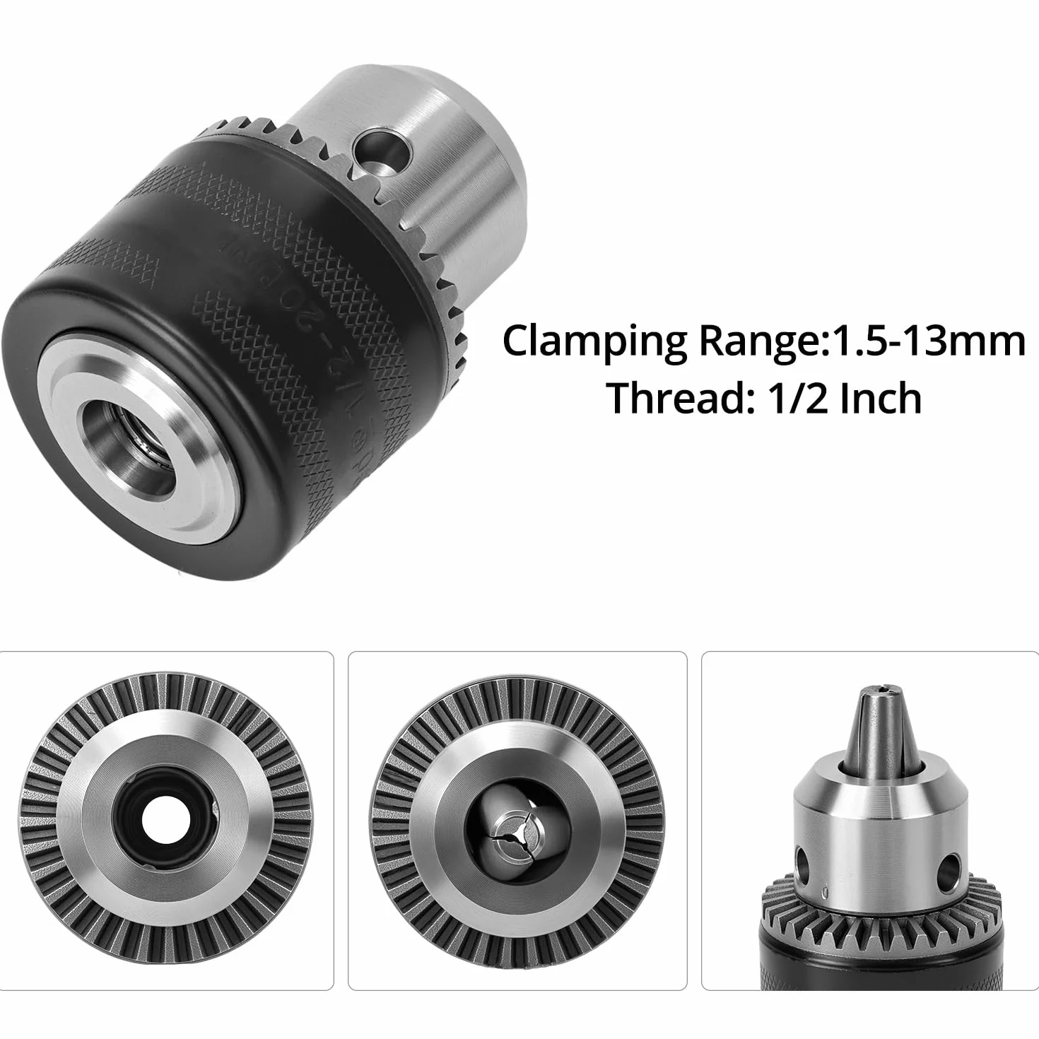 QWORK® adapter do uchwytu wiertarskiego, Ø 1,5–13 mm 1/2", adapter do uchwytu wiertarskiego z ogranicznikiem młotkowym