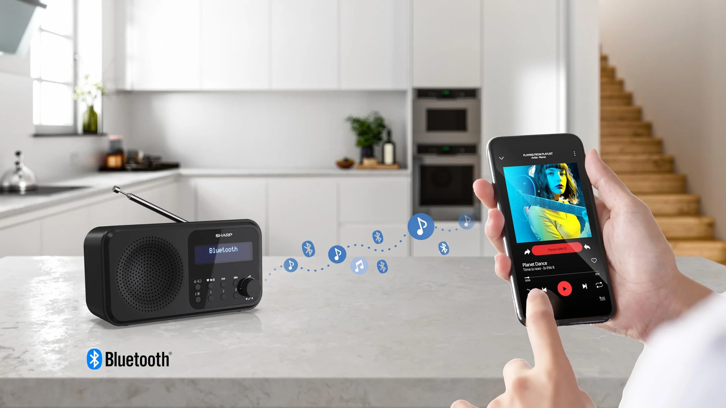 SHARP DR-P420 Przenośne Radio Cyfrowe DAB/DAB+ FM RDS Bluetooth 5.0 Budzik Czarne