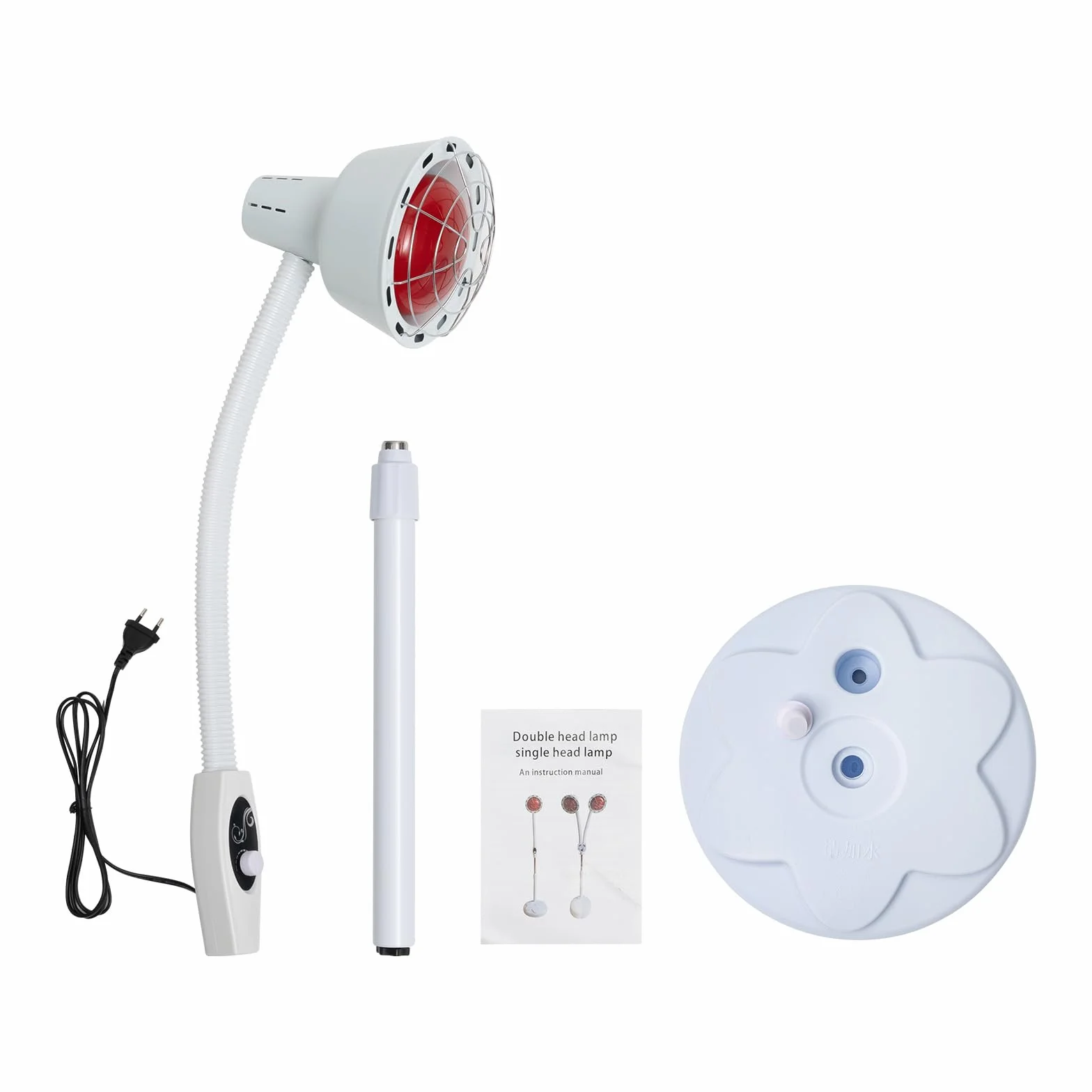Lampa do pieczenia na podczerwień z pojedynczą głowicą, żarówka 4,72", obracane o 360 stopni, regulowane światło do masażu, efektywna poprawa dolegliwości fizycznych