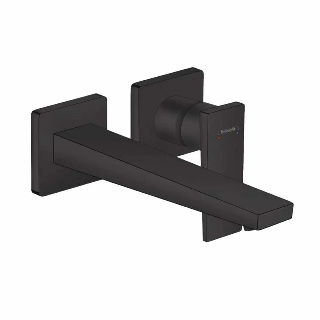 hansgrohe Metropol Jednouchwytowa bateria umywalkowa montaż ścienny podtynkowy, wylewka 22,5 cm, uchwyt jednoramienny, element zewnętrzny czarny matowy, 32526670