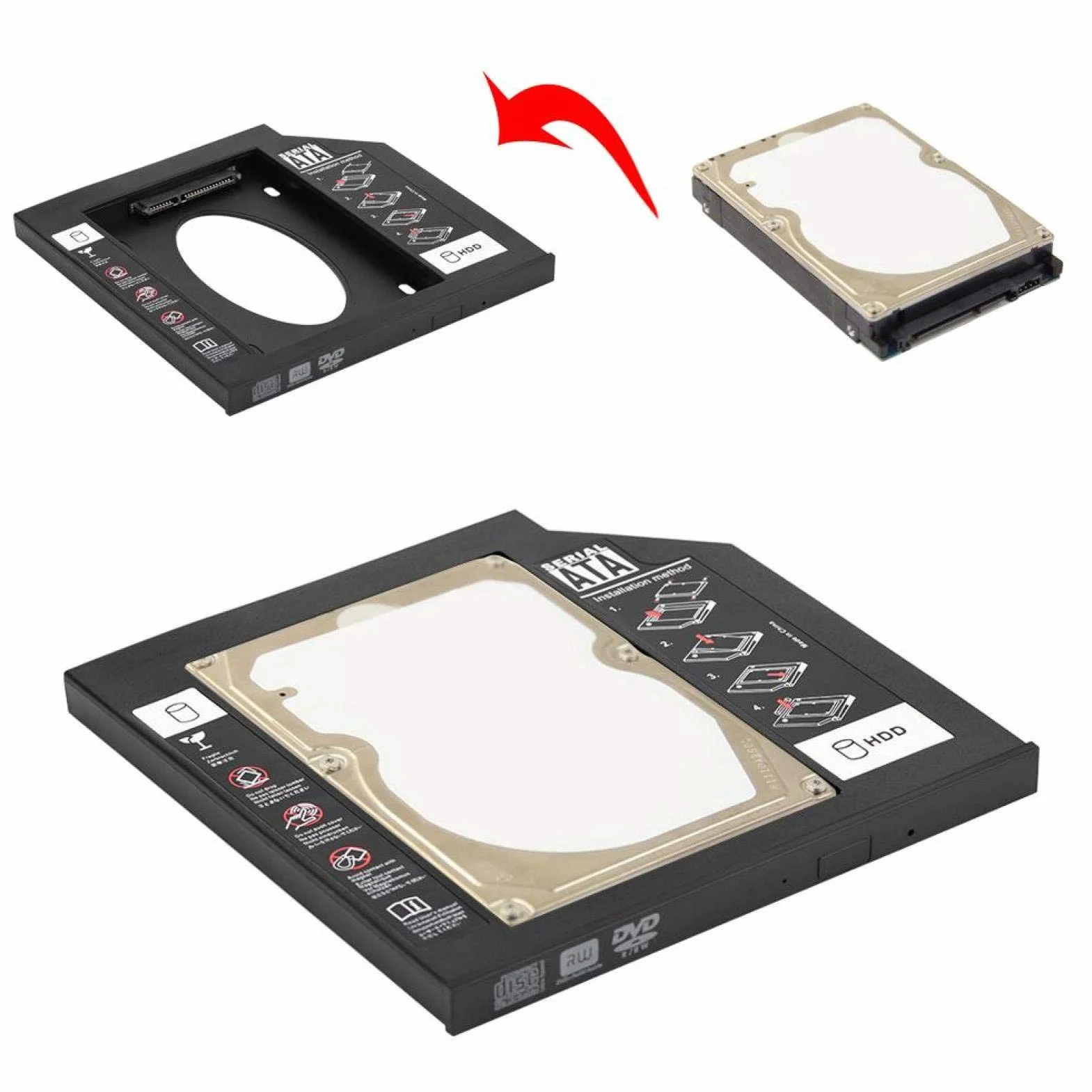 VBESTLIFE Adapter dysku twardego SATA HDD SSD 2,5" 9,5 mm /12,7 mm do laptopa