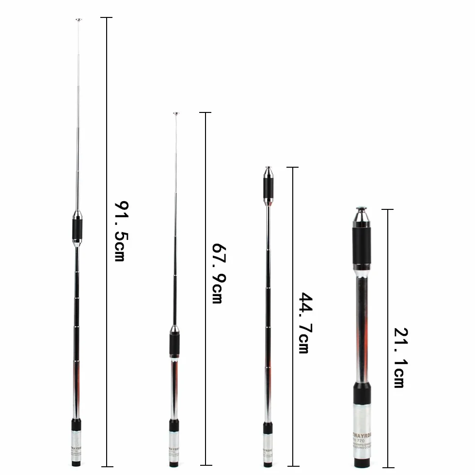 TWAYRDIO Dwuzakresowa antena teleskopowa SMA-męska VHF/UHF 2 m 70 cm wysuwana antena Walkie Talkie dla YAESU VX-3R VX-6R FT-2DR TYT MD380 WouXun KG-UV6D KG-UV8D radio dwukierunkowe