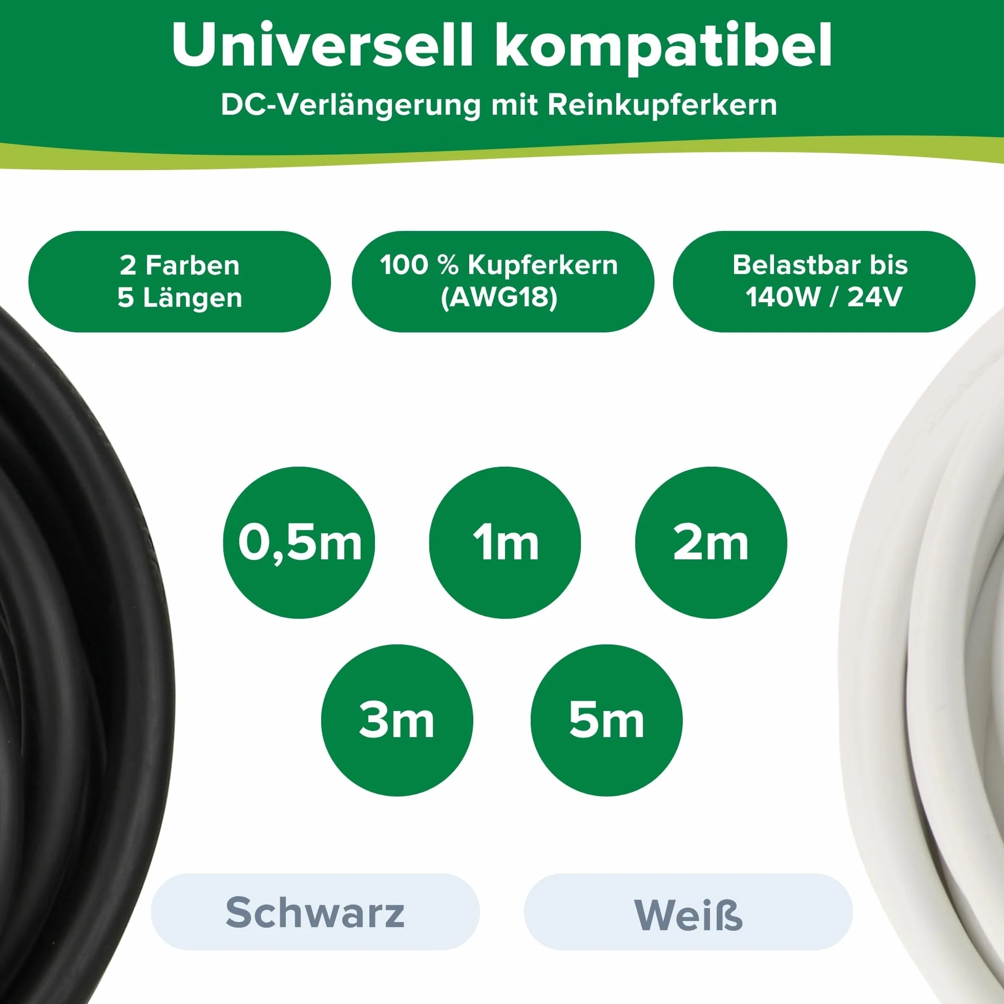 InLine Przedłużacz DC 5,5 x 2,5 mm 1 m uniwersalny zasilacz sieciowy do taśm LED