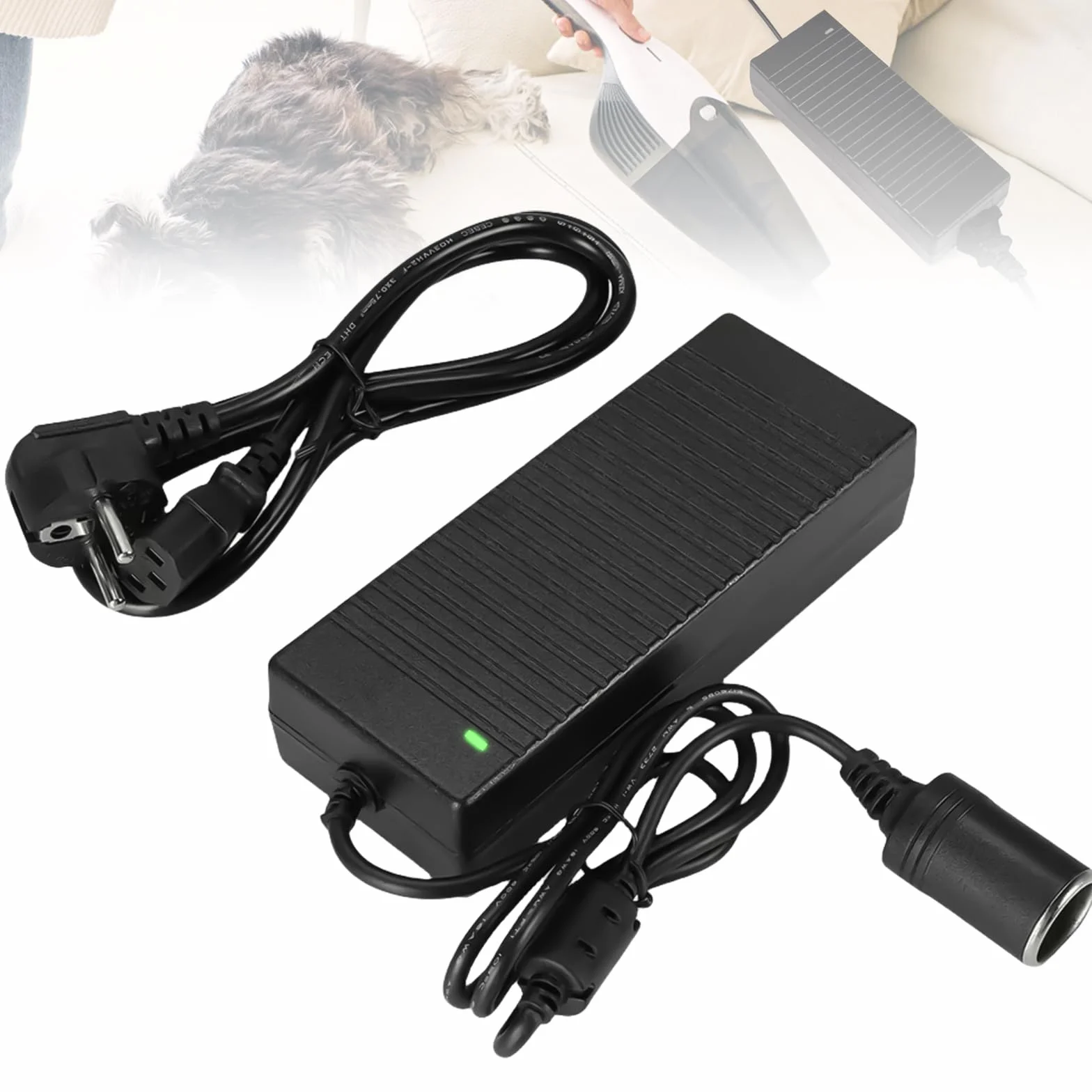 180 W 15 A adapter sieciowy do samochodu, przetwornica napięcia 220 V na 12 V, adapter do gniazda zapalniczki samochodowej do odkurzaczy samochodowych, kompresorów, lodówek (czarny)