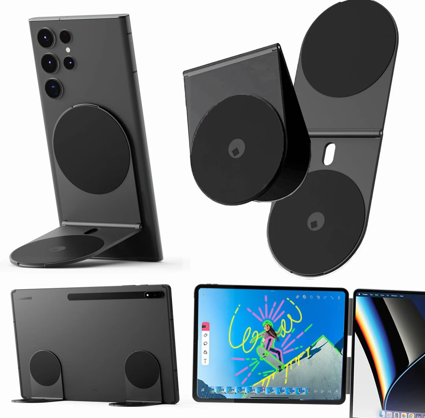 Rolling Square Edge Pro Tablet Kit magnetyczny uchwyt na tablet i telefon, kompatybilny z Magsafe, szary