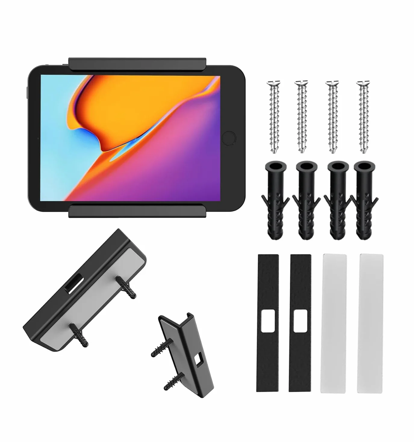 Uchwyt ścienny na tablet czarny kompatybilny iPad Samsung Xiaomi Lenovo