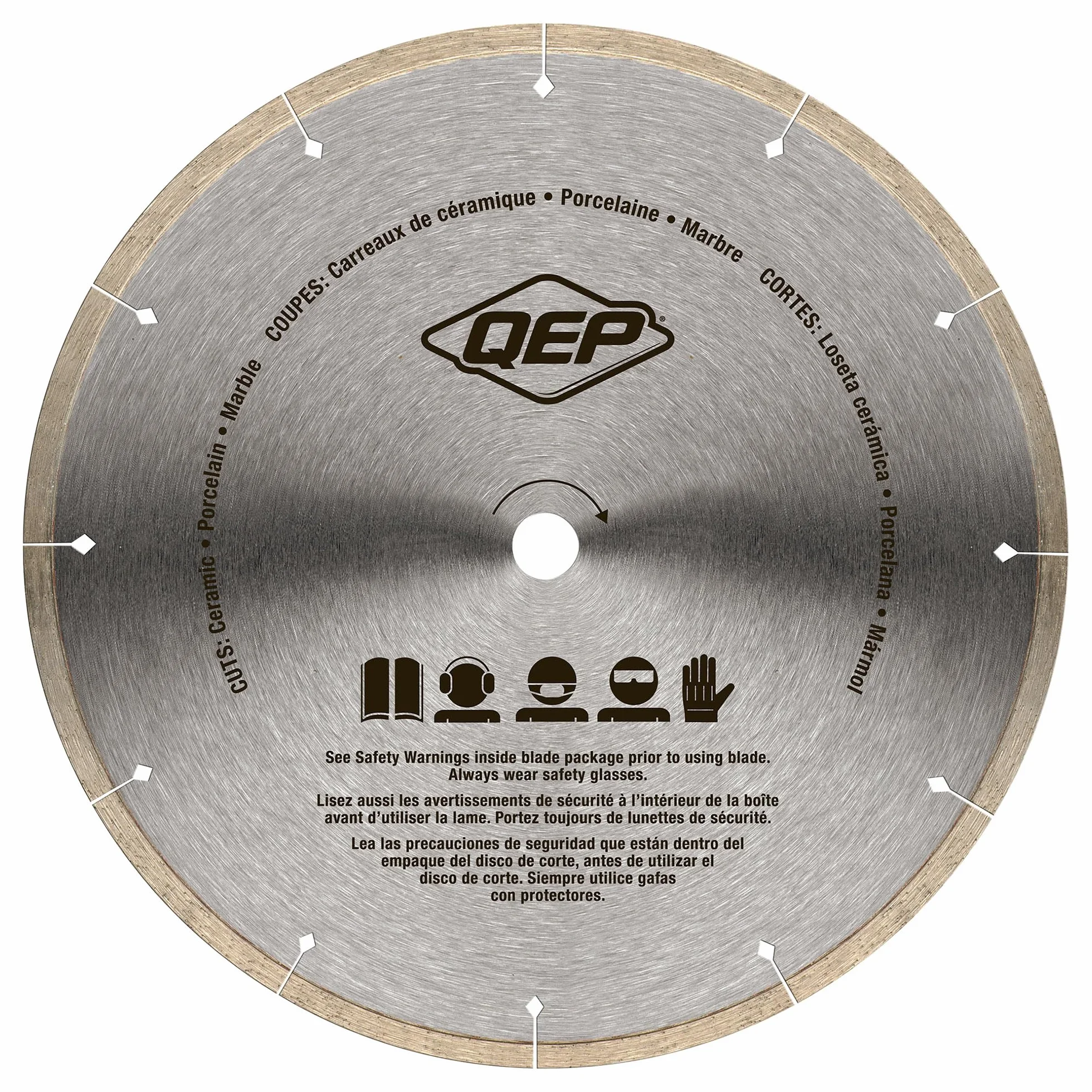 QEP 6-1008BW 25,4 cm czarna wdowowa mikrosegmentowa krawędź diamentowa ostrza, 15 cm altana, cięcie na mokro, maks. 6115 obr./min