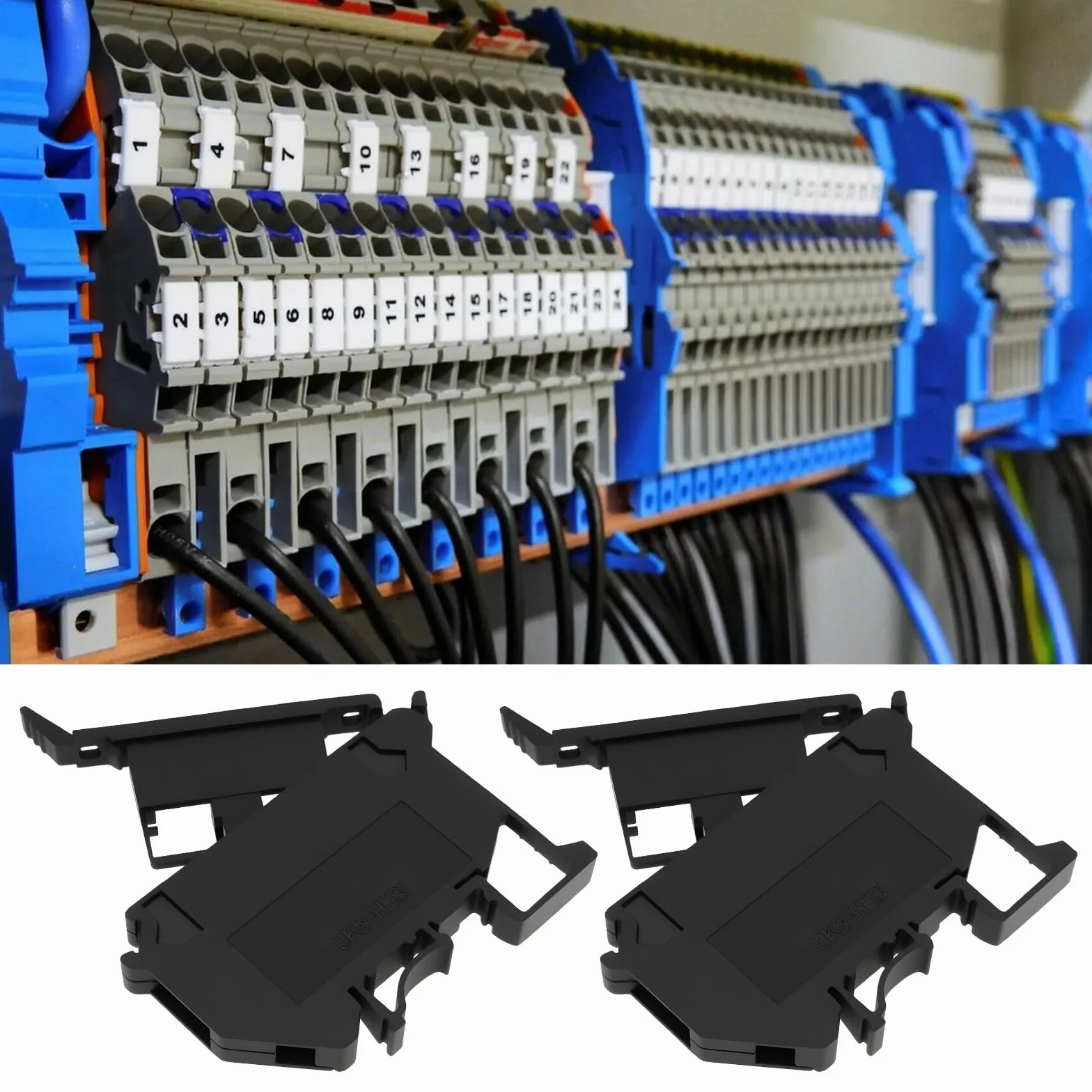 4szt. Bloki zacisków bezpieczników UK5-HESI bez diody LED 6.3A na bezpiecznik 5x20mm, kolor czarny
