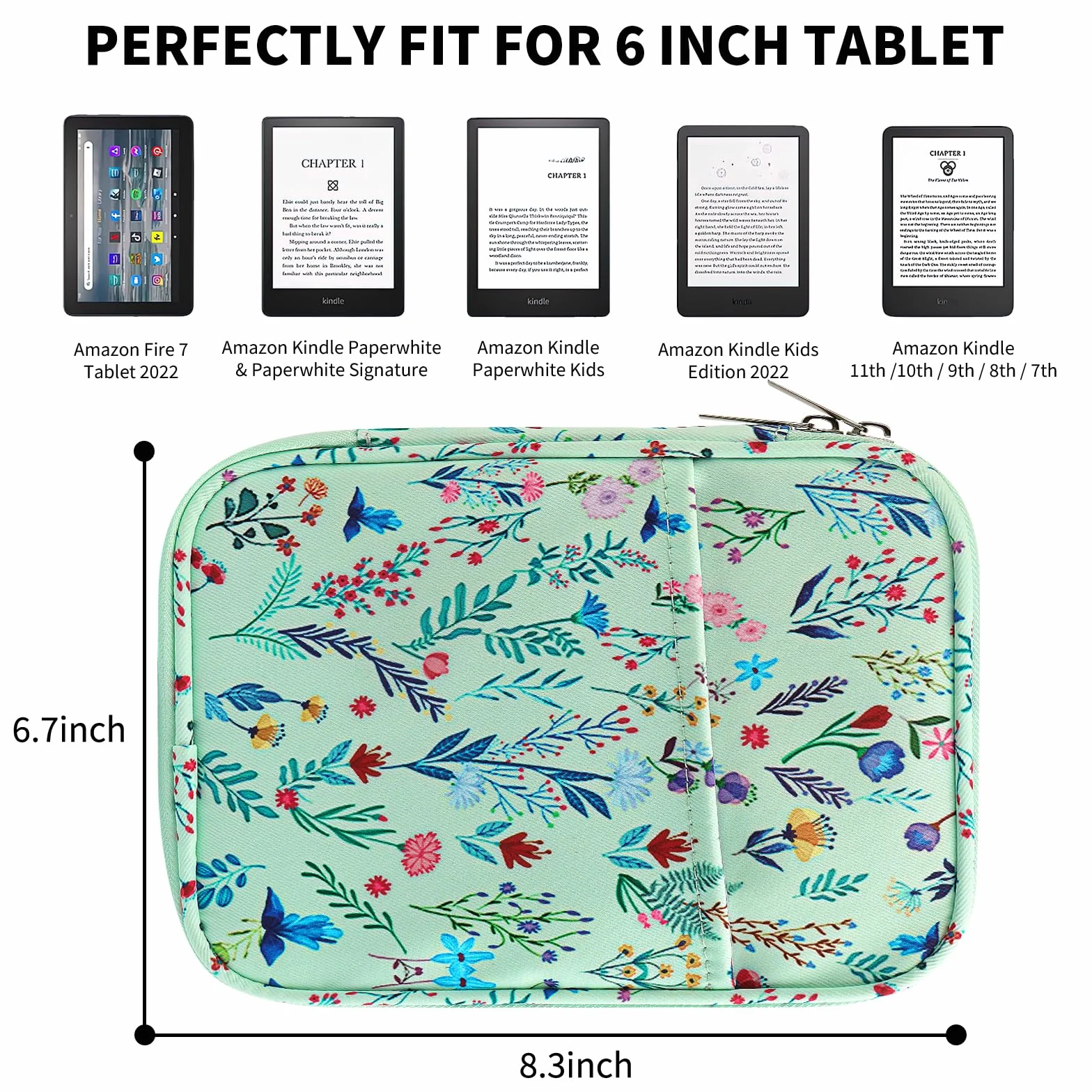 HoYiXi Uniwersalne etui do czytników e-booków o przekątnej 6-6,8" kompatybilne z 6,8" Kindle Paperwhite 2025-2012/6", zupełnie nowe Kindle/Kobo/Tolino/Sony, czytnik 6" z zabezpieczeniem przed upadkiem