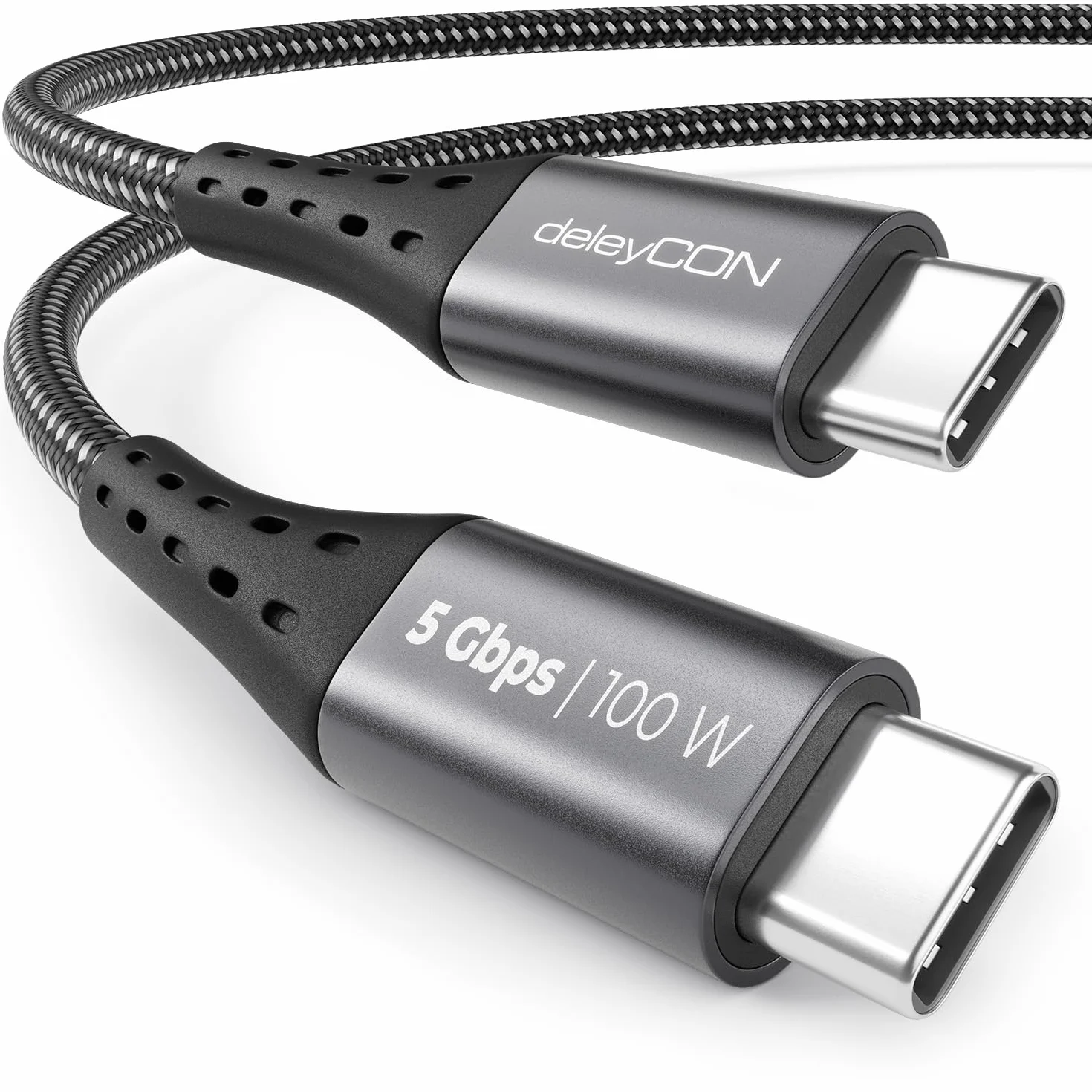 deleyCON 0,5m USB C Kabel PD3.0 100W Szybkie Ładowanie 5 Gbit/s do iPhone iPad MacBook Galaxy